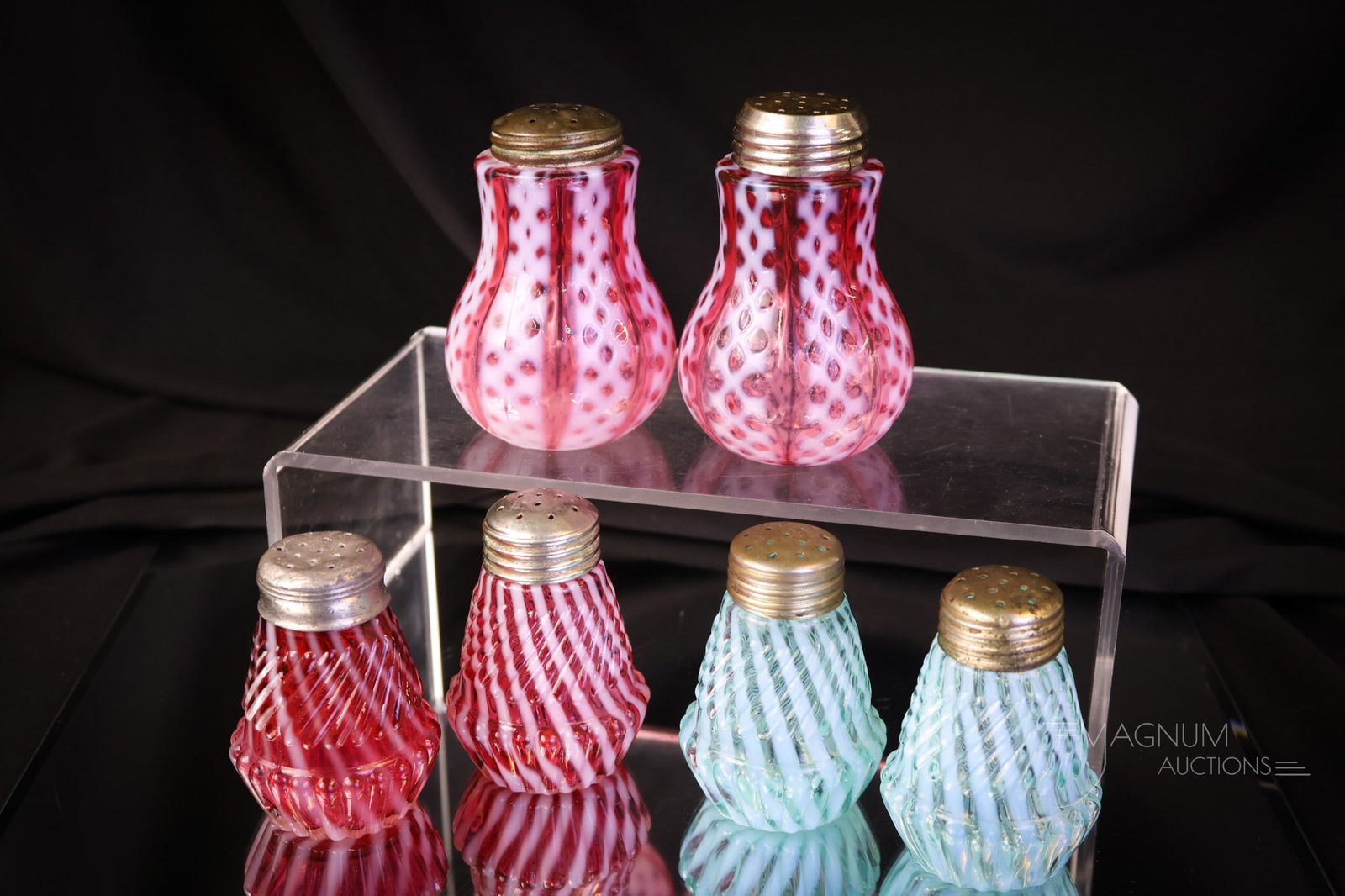 6 pc Lot Victorian Opalescent Glass Salt Shakers (1 of 7)
