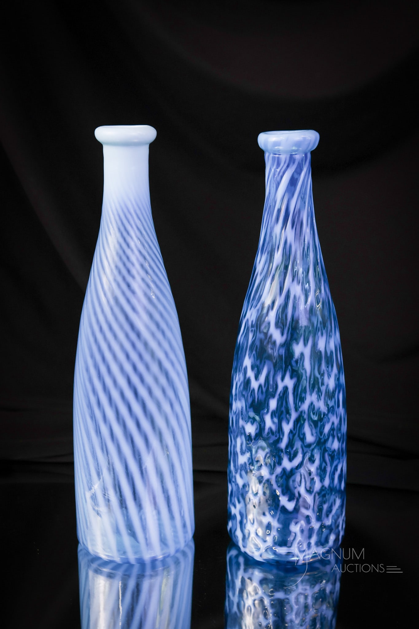 2 pc Lot Victorian Blue Opalescent Glass Barber Bottles (1 of 7)