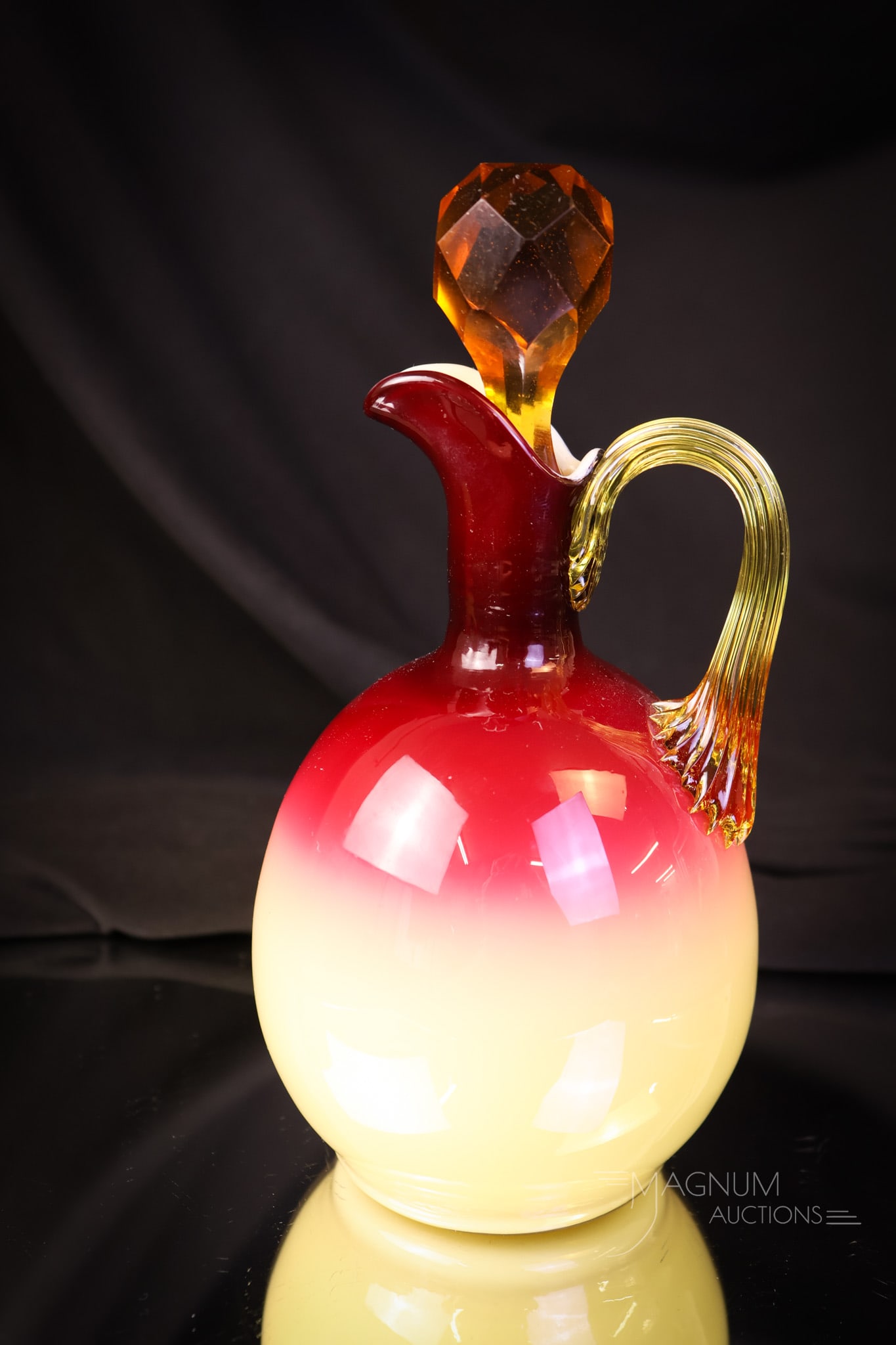 Victorian Wheeling Peachblow Art Glass Cruet (1 of 5)
