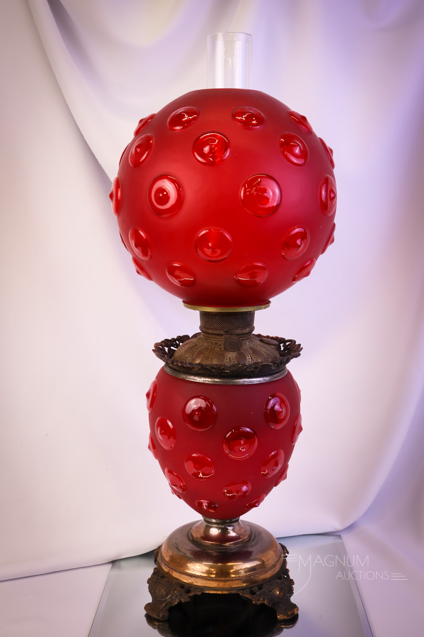 Victorian Pigeon Blood Bullseye Gone with the Wind Parlor Oil Lamp (1 of 17)