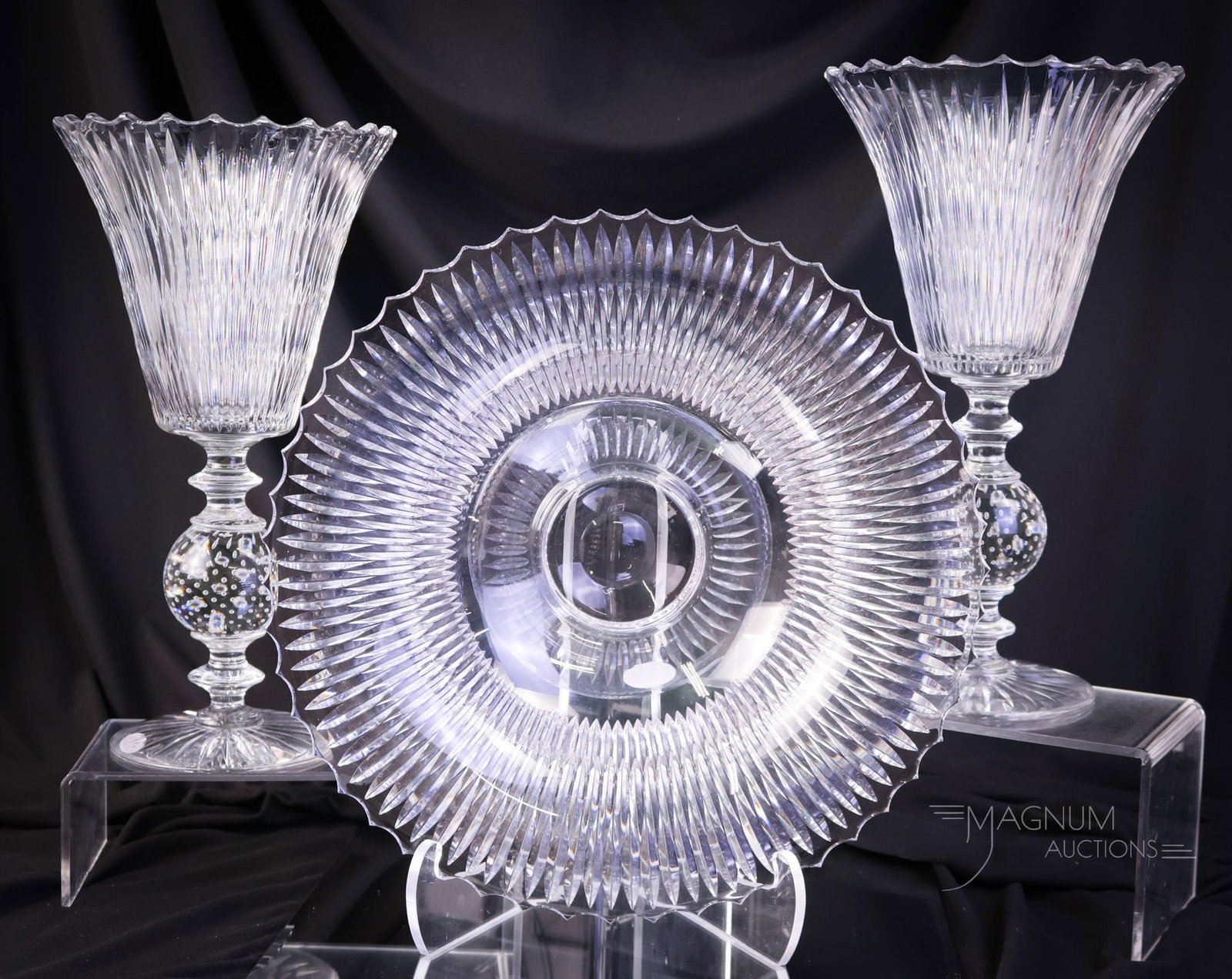 3 pc Console Set Pairpoint Cut Glass Brilliant Pattern (1 of 10)