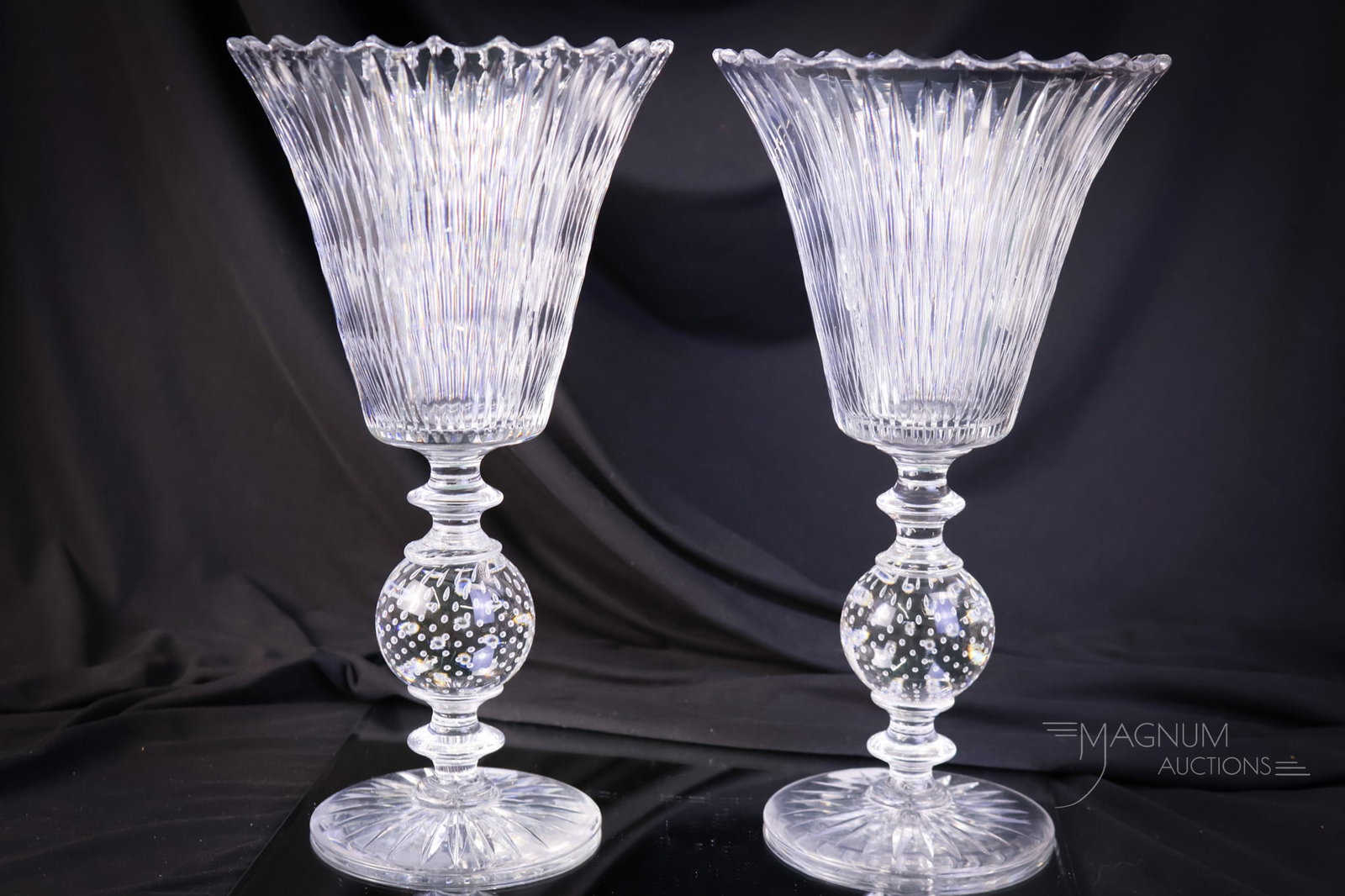 3 pc Console Set Pairpoint Cut Glass Brilliant Pattern - 9