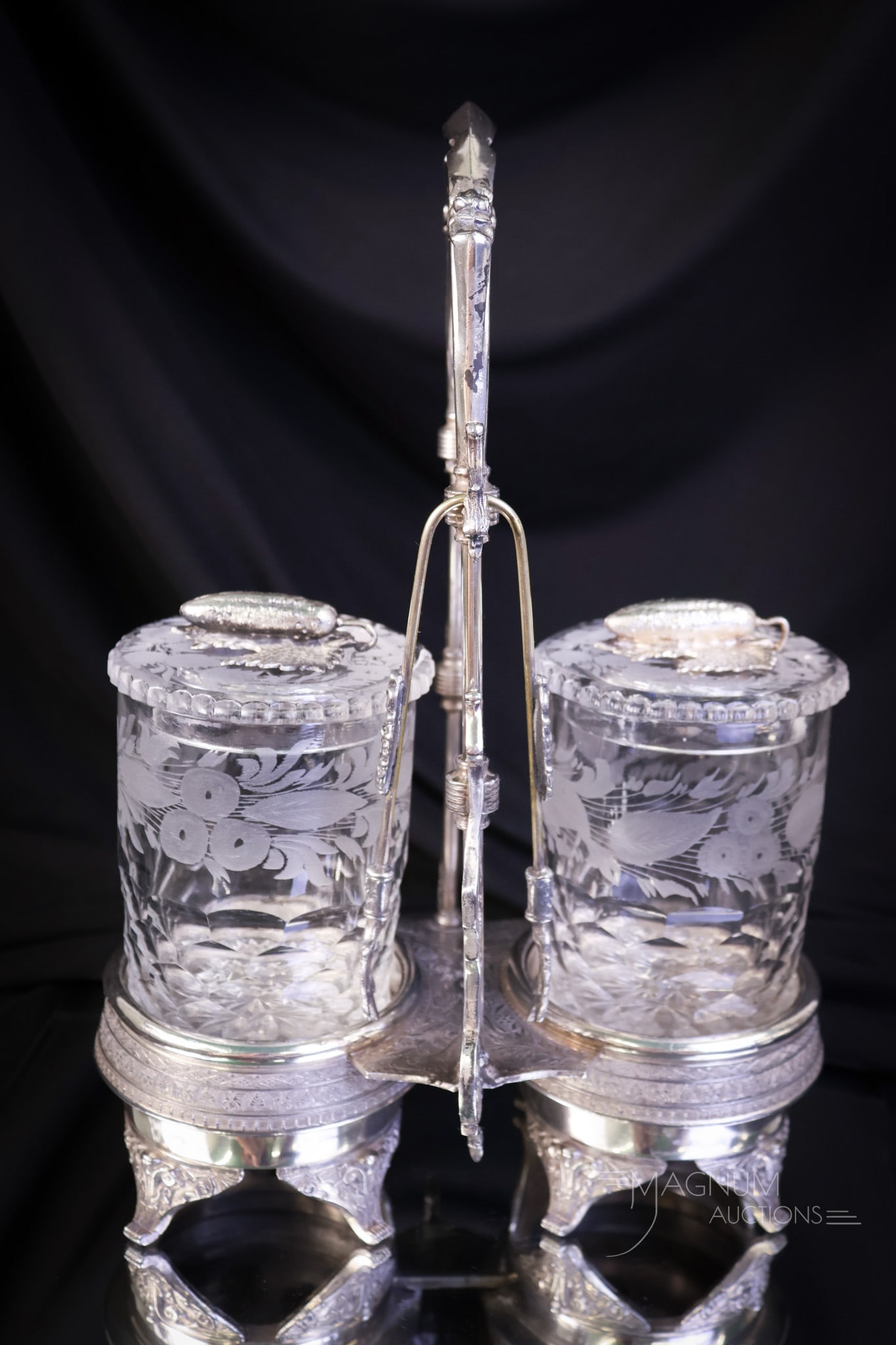 Webster Victorian Silverplate & Glass Double Pickle Castor (1 of 8)