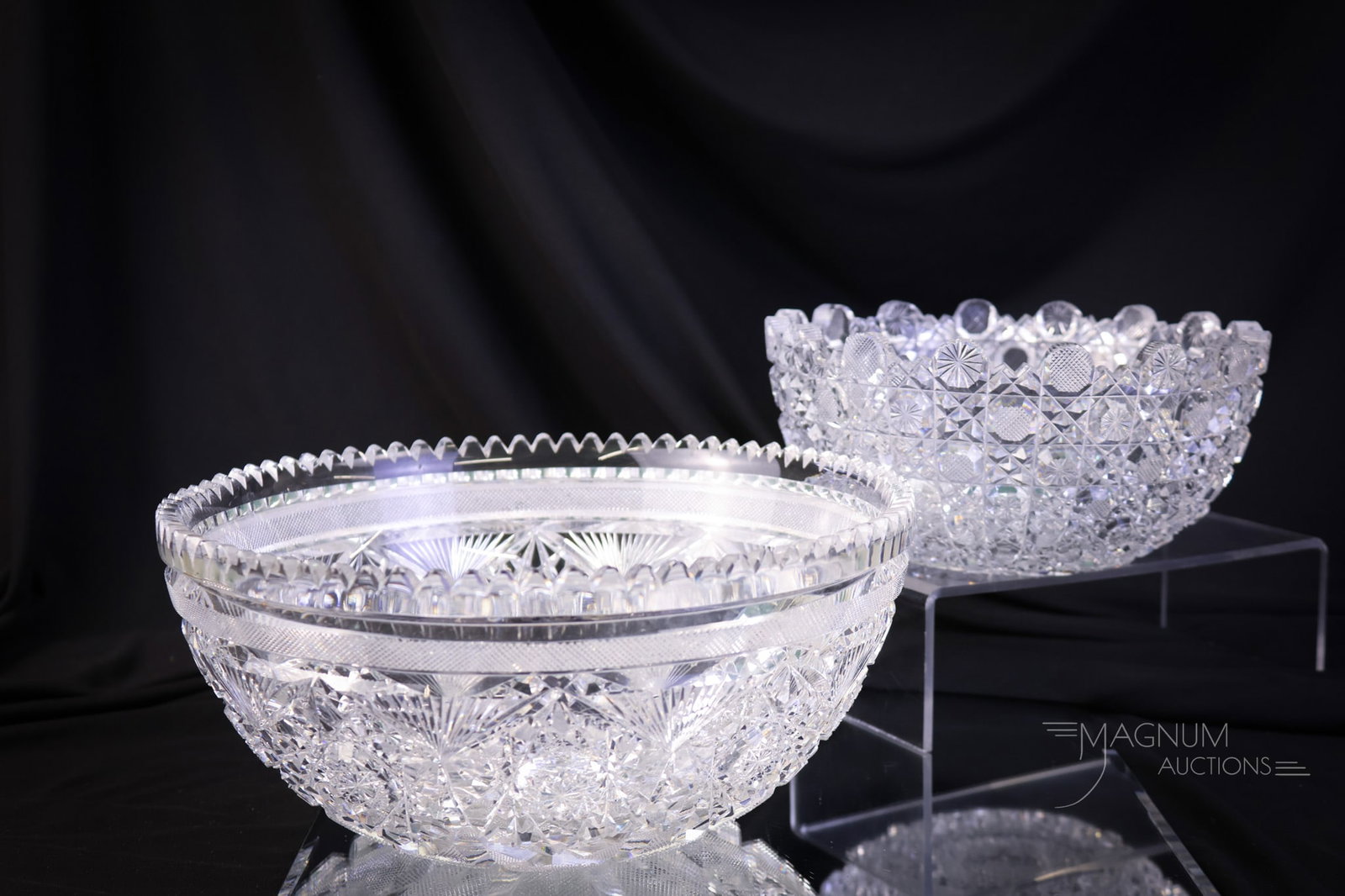 2 pc Lot ABP American Brilliant Period Cut Glass Bowls Tuthill & More (1 of 13)