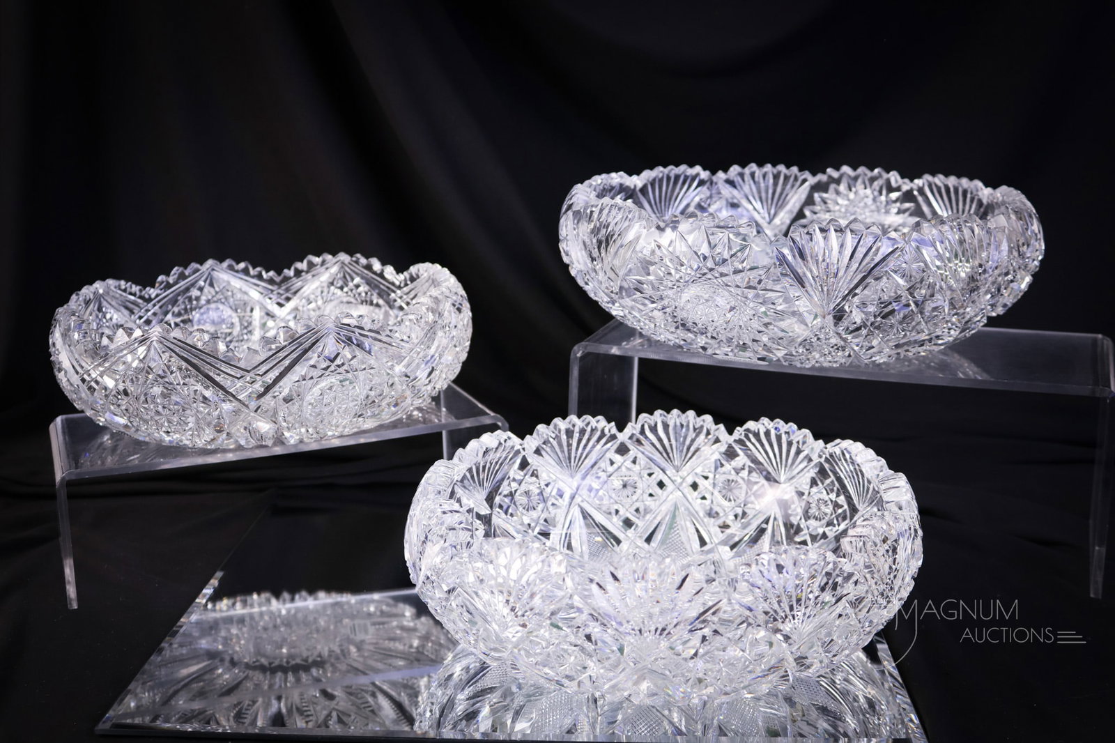 3 ABP American Brilliant Period Cut Glass Bowls Hawkes Hoare & More (1 of 15)
