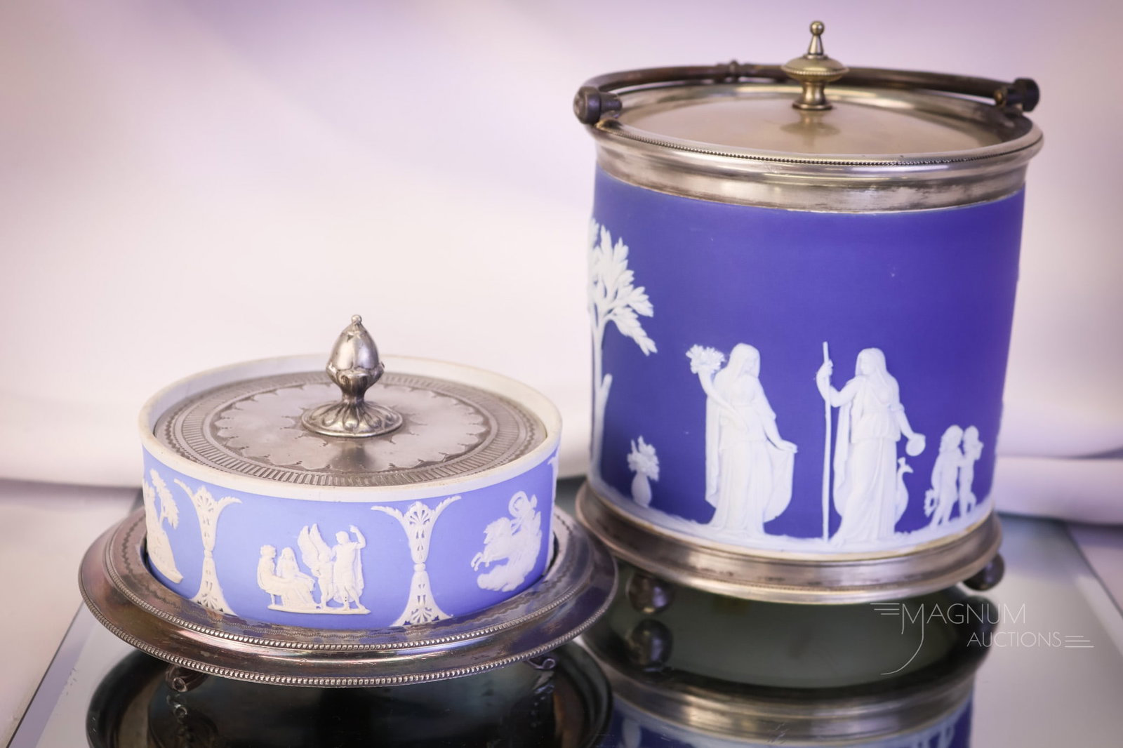 2 pc Lot Marked Wedgwood Blue Jasperware (1 of 12)