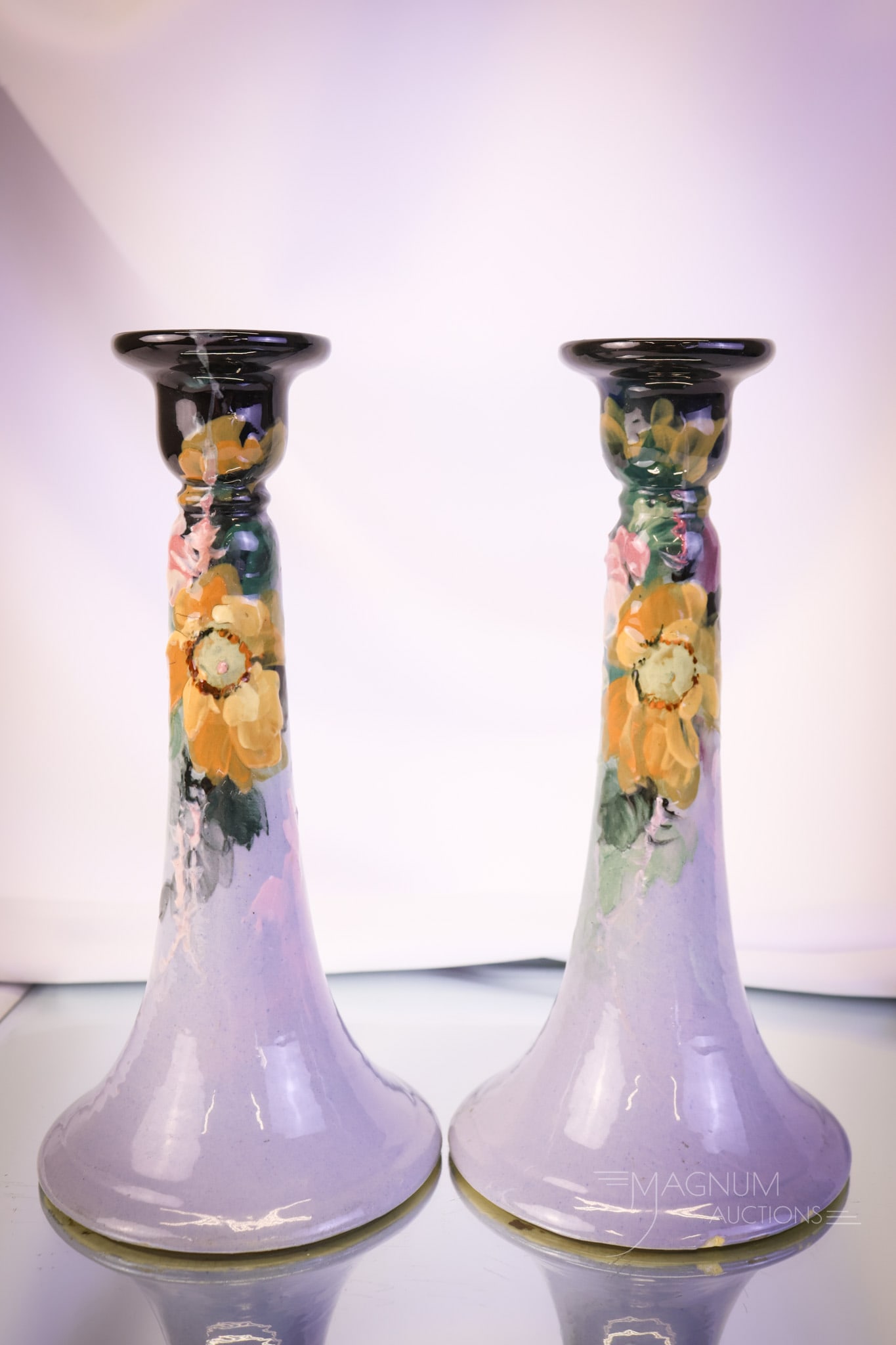Pair of Weller Eocean Pottery Candlesticks (1 of 5)