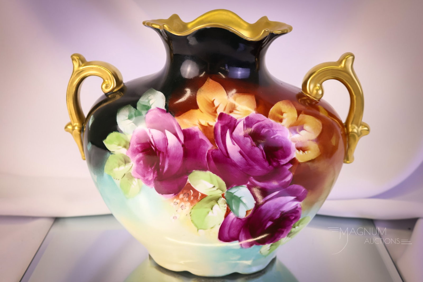 Vienna Austria Hand Painted Porcelain 10" Roses Vase (1 of 7)