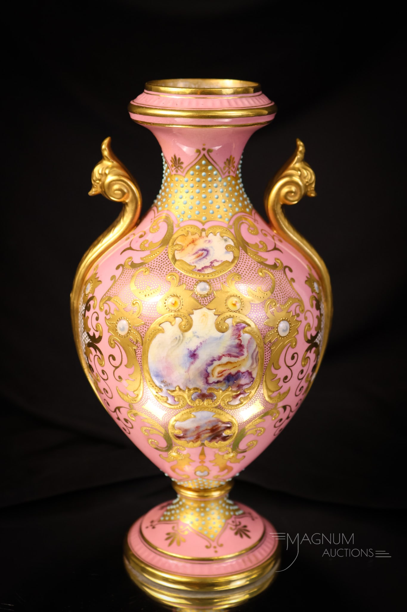 Coalport Bottle Vase Gilt Enameled Double Handle Vase (1 of 6)