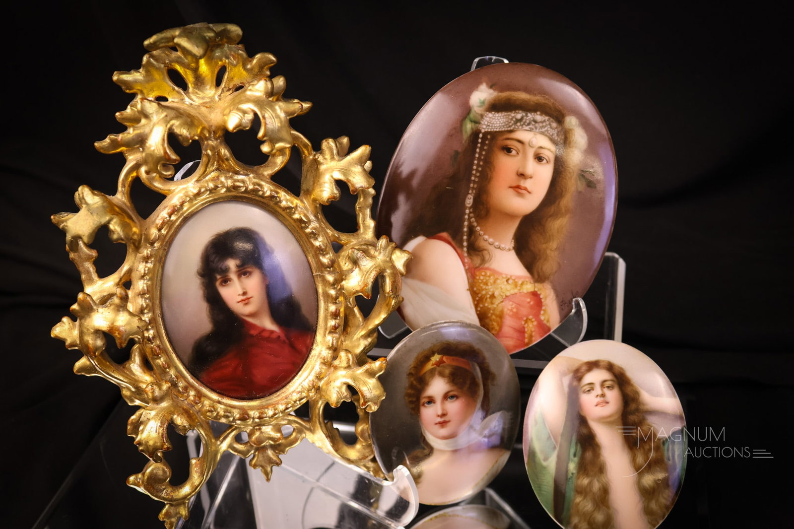 4 pc Lot Hand Painted Porcelain Portrait Plaques (1 of 10)