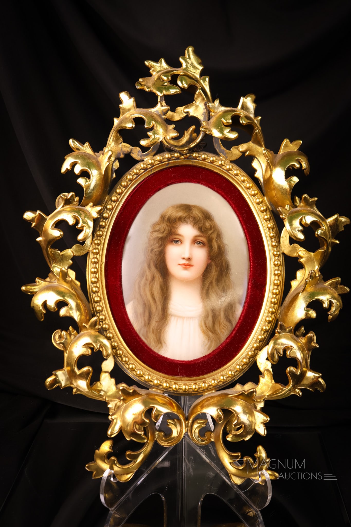 Marked K.P.M. Hand Painted Gilt Metal Framed Portrait Plaque (1 of 7)