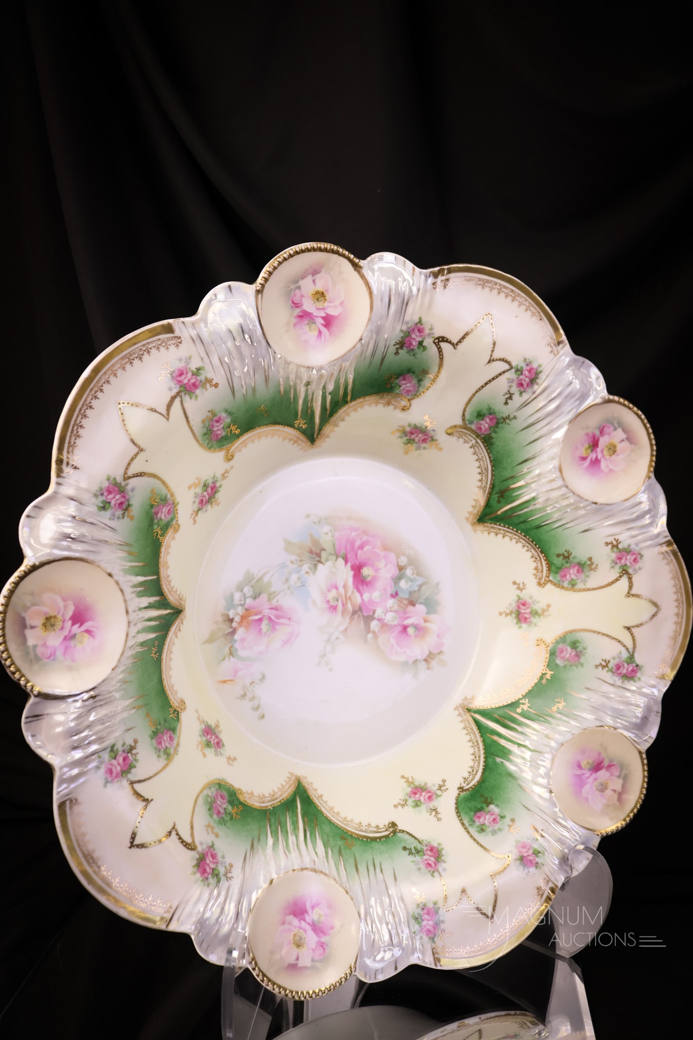R.S. Prussia 15" Icicle Mold Poppies Center Bowl (1 of 4)