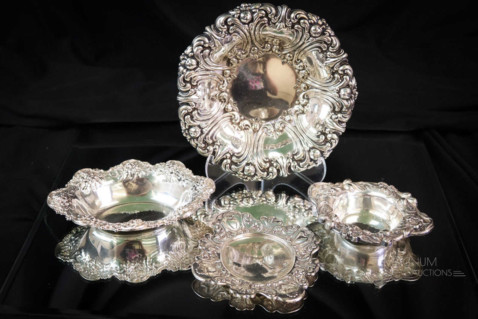 4 pc Lot Marked Sterling Silver Repousse items 6.0 OZT (1 of 9)