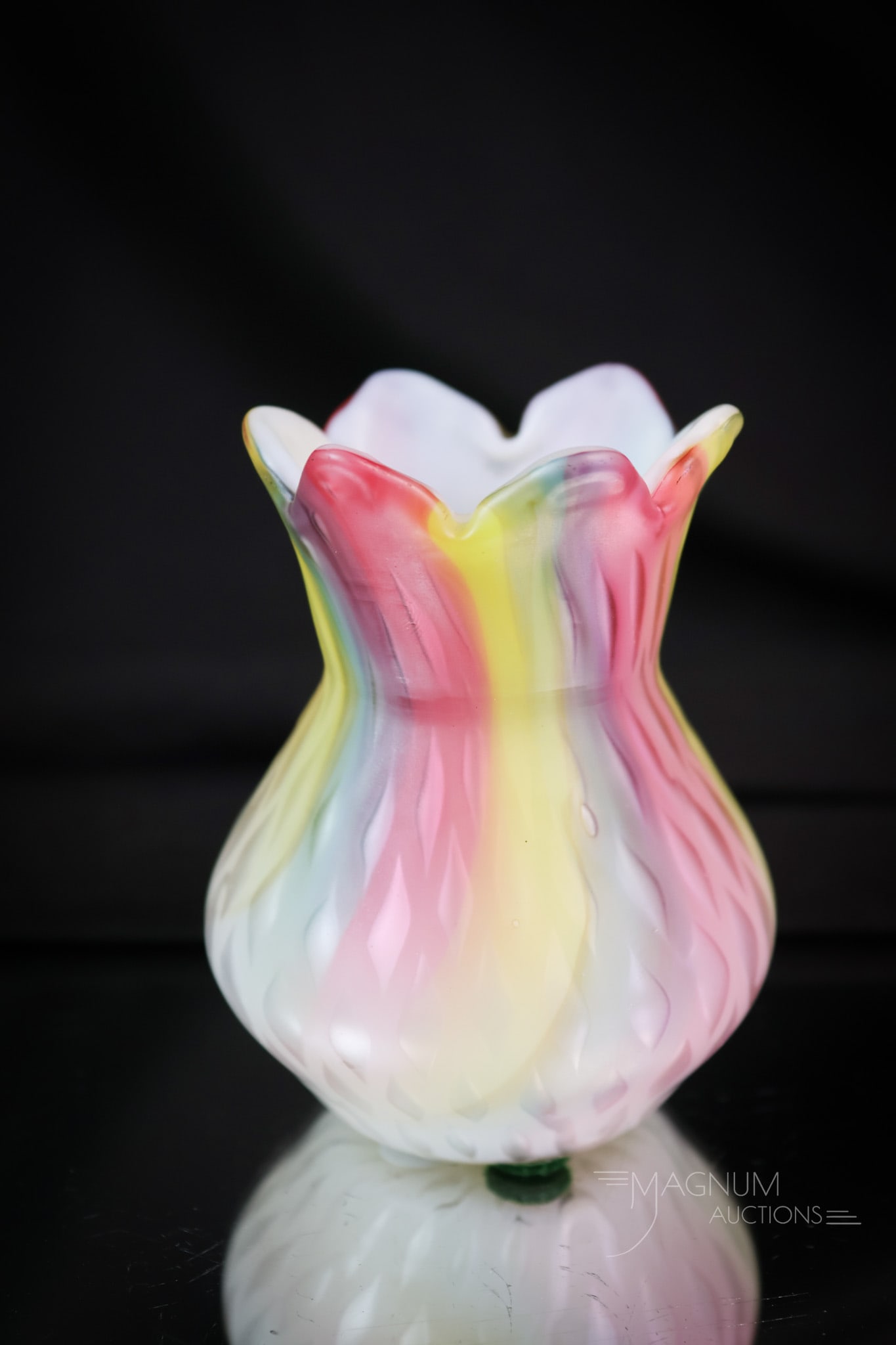 Very Rare Rainbow Mother of Pearl Victorian Diamond Quilted Glass Toothpick Holder: A very rare find in Victorian glass toothpick holders. This one is in rainbow mother-of-pearl satin diamond quilted glass. The toothpick holder features a petal top rim. A museum piece fit for our auc
