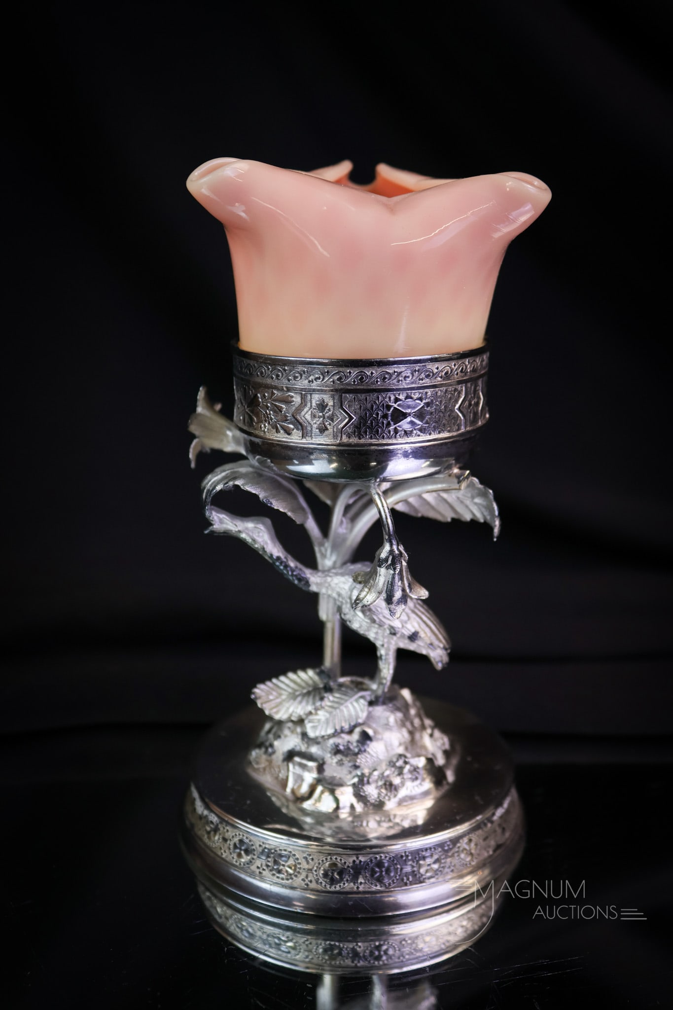 Simpson hall Miller Silverplate Victorian Mt. Washington Burmese Glass Toothpick Holder (1 of 10)