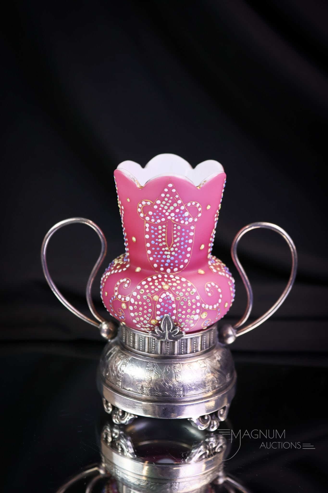 Aurora Silverplate Petit Point Satin Webb Glass Victorian Toothpick Holder (1 of 8)