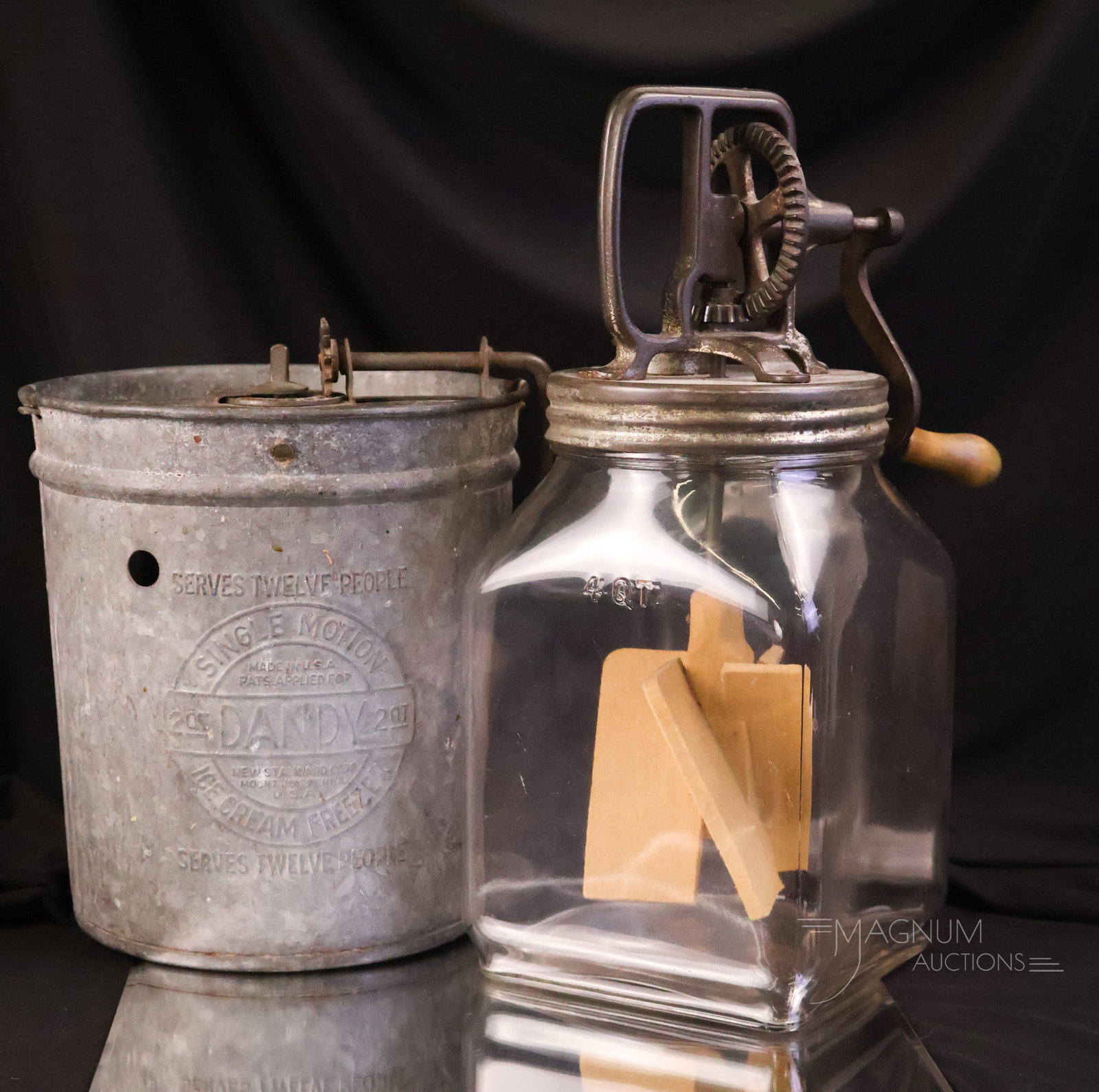 2 pc Lot Antique Country Collectibles Dandy Ice Cream Maker & Butter Churn (1 of 11)