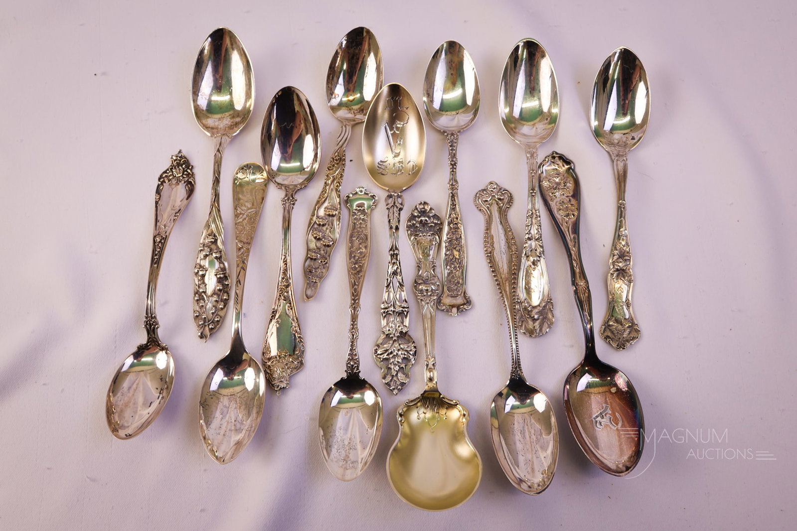 13 pc Lot Antique Sterling Silver Spoons 8.185 OZT (1 of 7)
