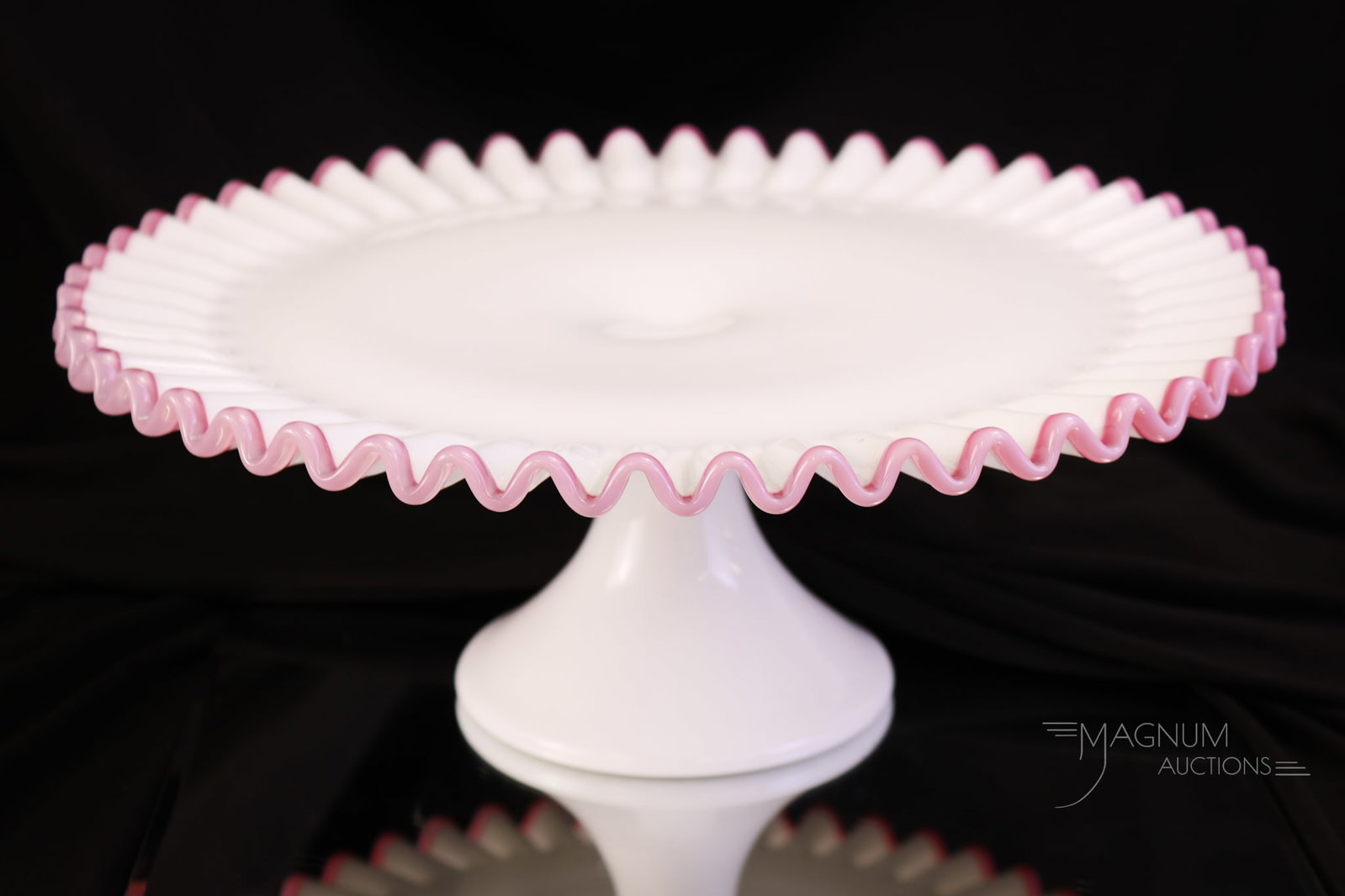 Fenton Apple Blossom Crest Art Glass Cake Plate (1 of 4)