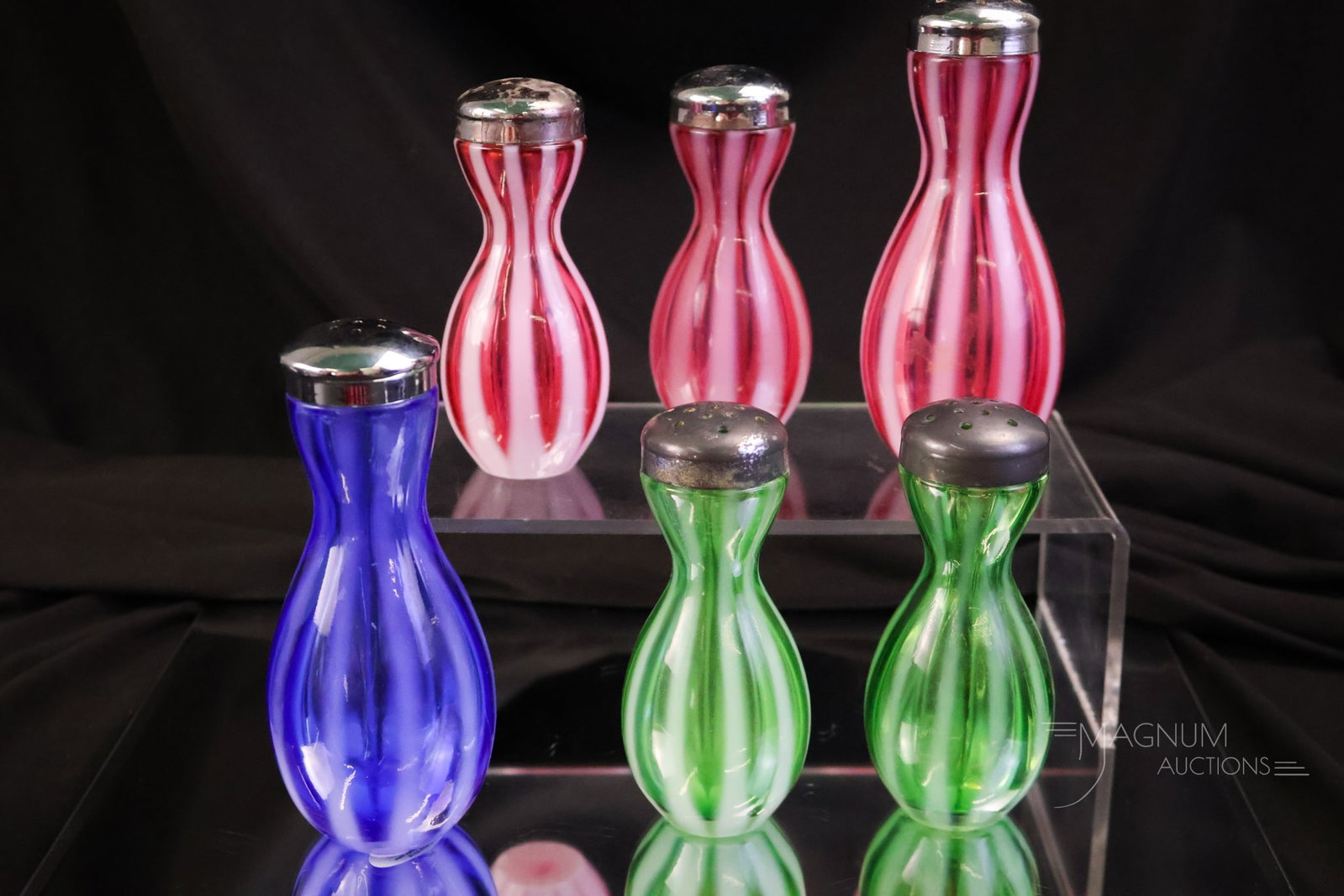 6 pc Lot Fenton Art Glass Opalescent "New World" Salt Shakers (1 of 6)
