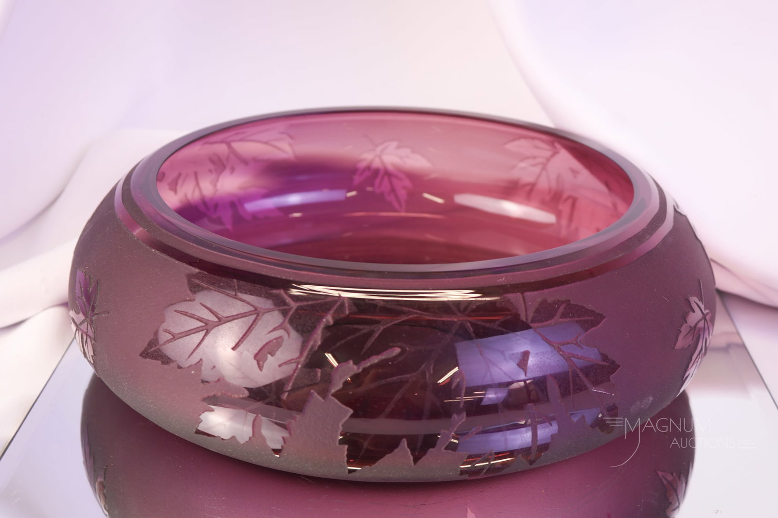 Ken Bonson Pilgrim Purple Cameo Art Glass 11 1/2" bowl (1 of 6)