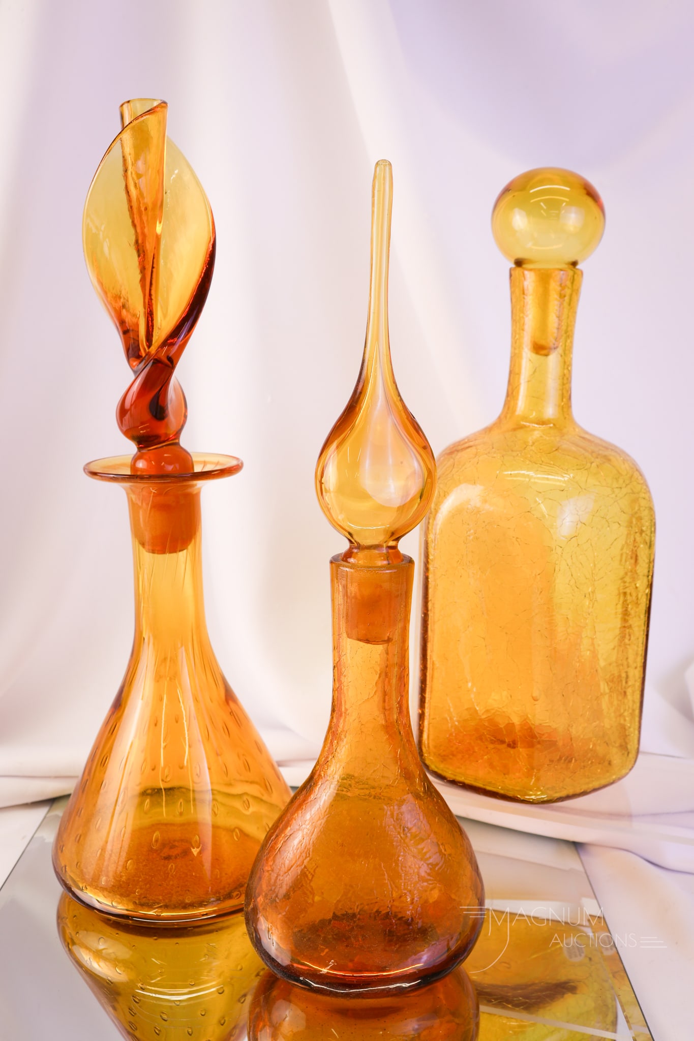 3 pc Amber Decanters by Rainbow Glass (1 of 14)
