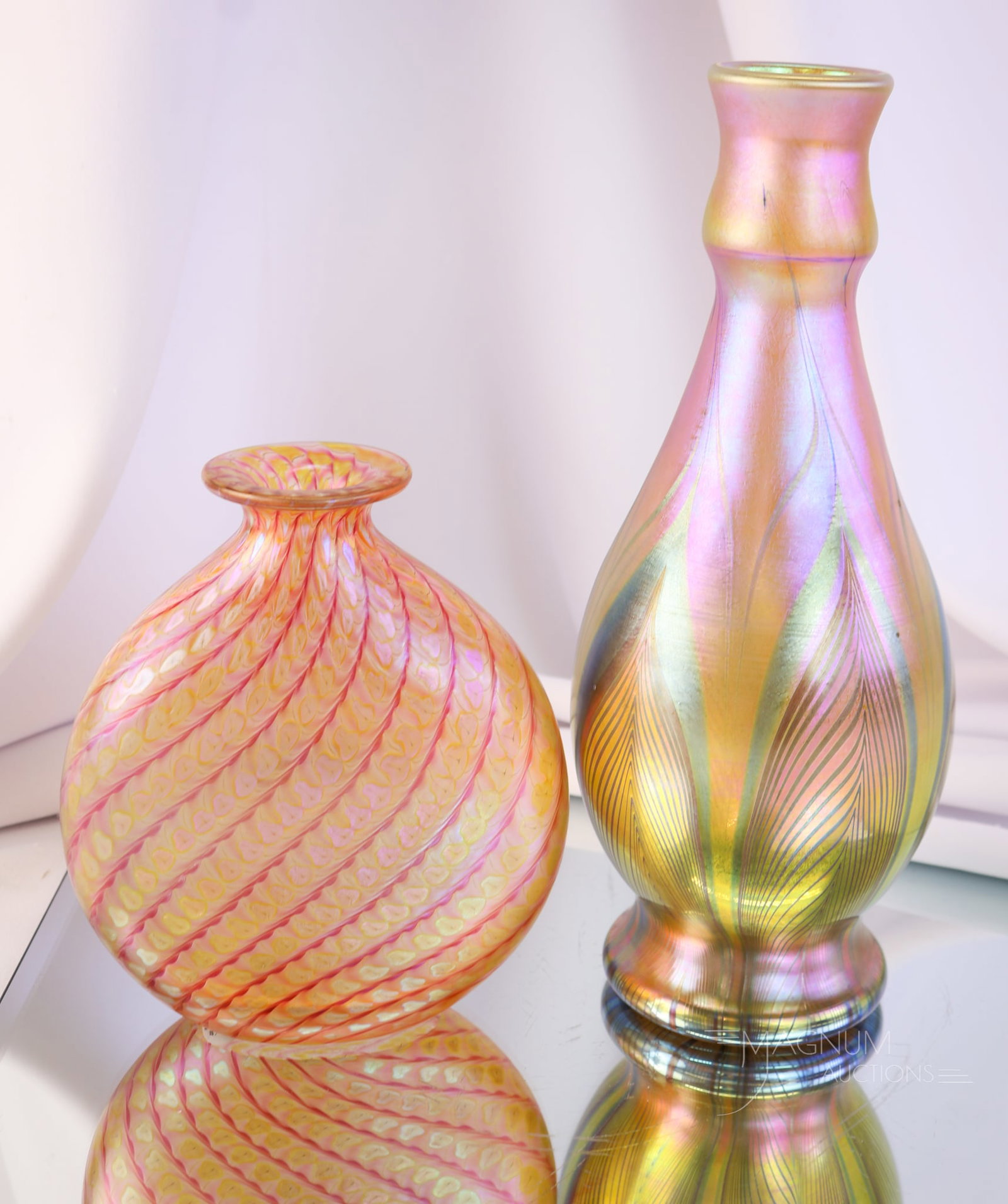 2 pc Lot Studio Art Glass Vases Correia & Lundberg (1 of 8)