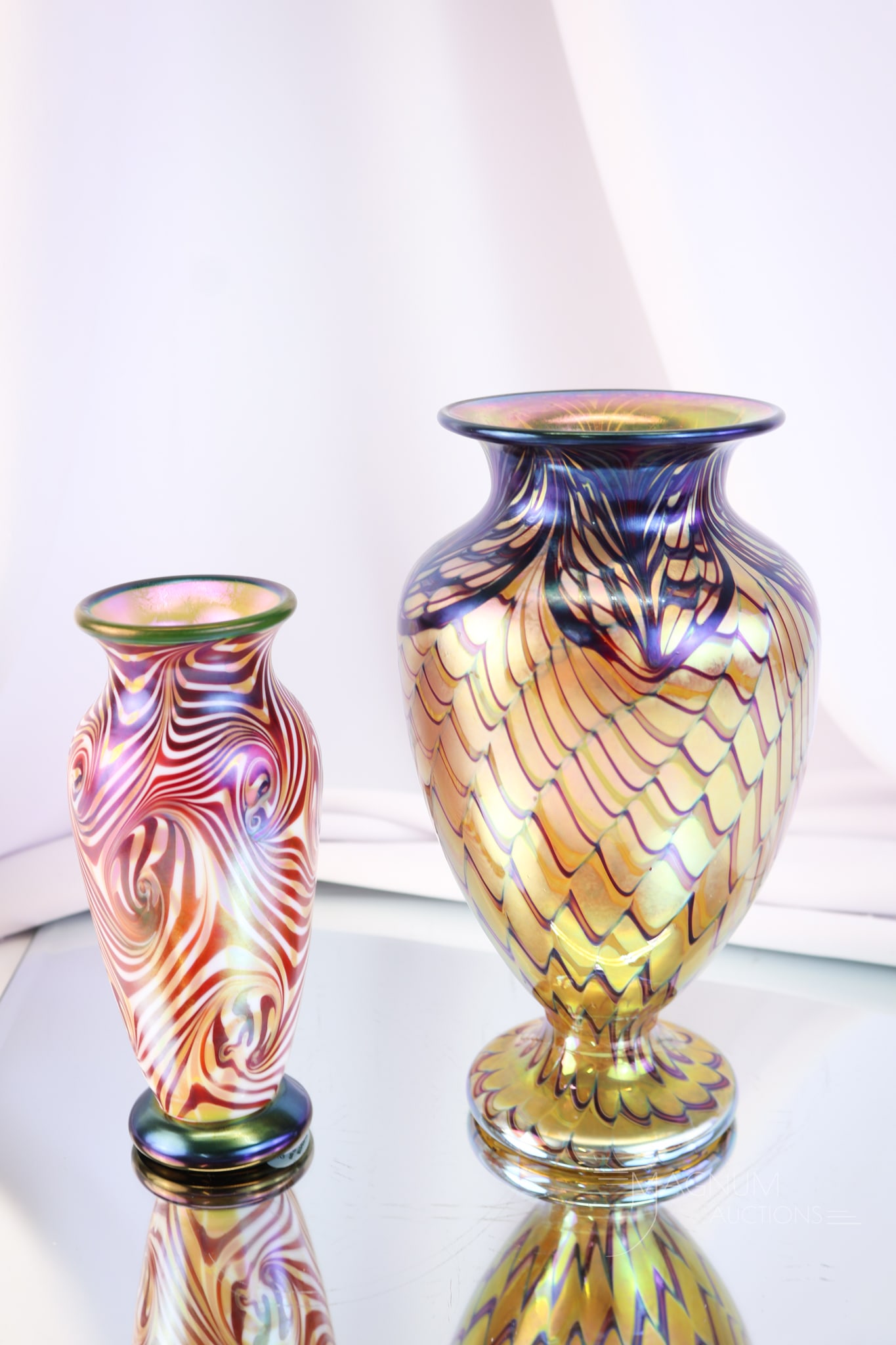 2 pc Lot Signed Orient & Flume Art Glass Vases (1 of 11)