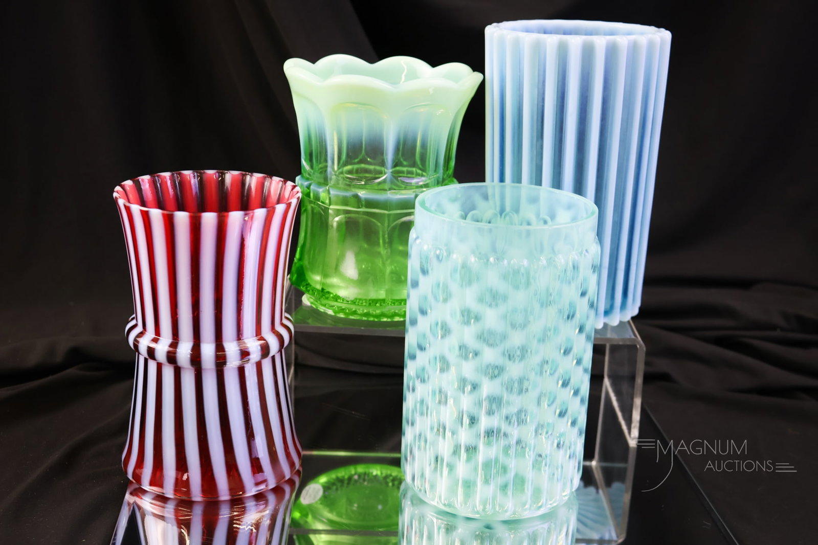 4 pc Lot Victorian Opalescent Glass Celery Vases (1 of 11)