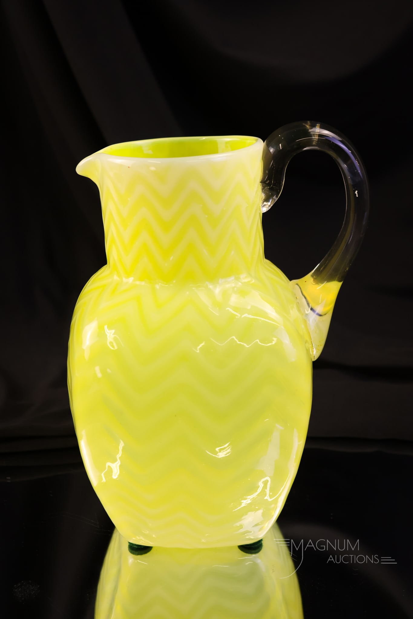 Scarce Victorian Phoenix Glass Yellow Herringbone Water Pitcher (1 of 6)