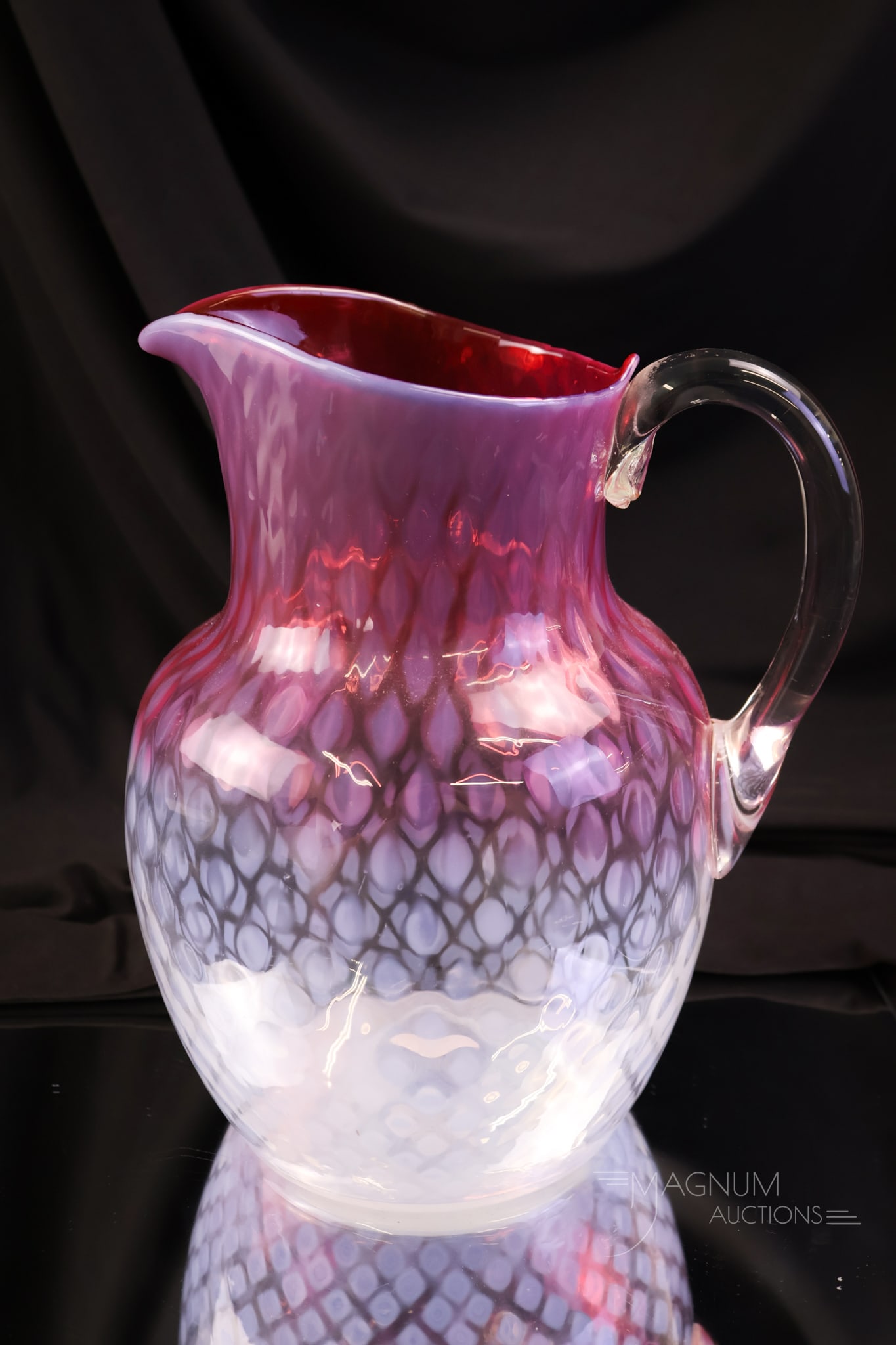 Phoenix Cranberry Rubina Opalescent Coinspot Victorian Water Pitcher (1 of 6)