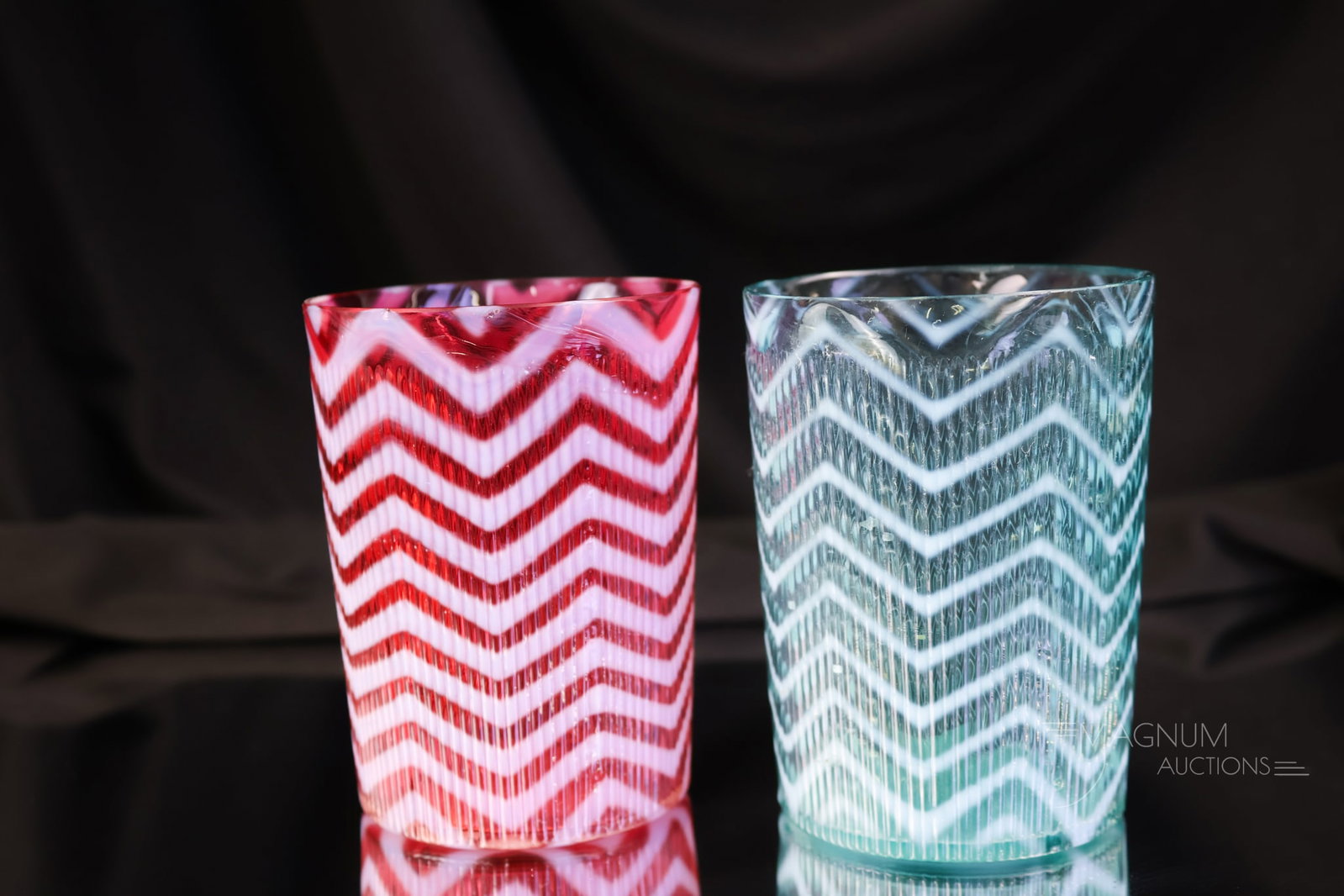 2 pc Lot Northwood Ribbed Herringbone Victorian Opalescent Tumblers (1 of 6)