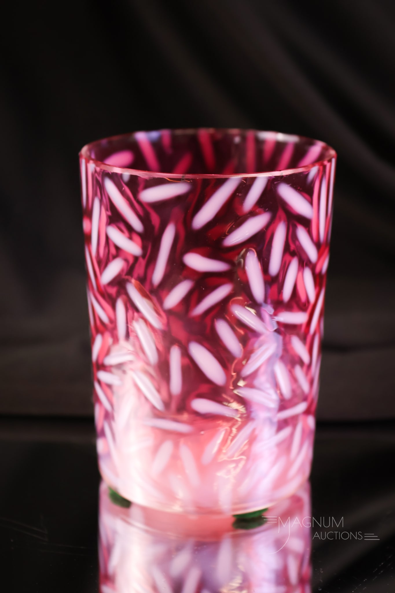 Very Rare Cranberry Opalescent Rice Victorian Glass Tumbler (1 of 5)