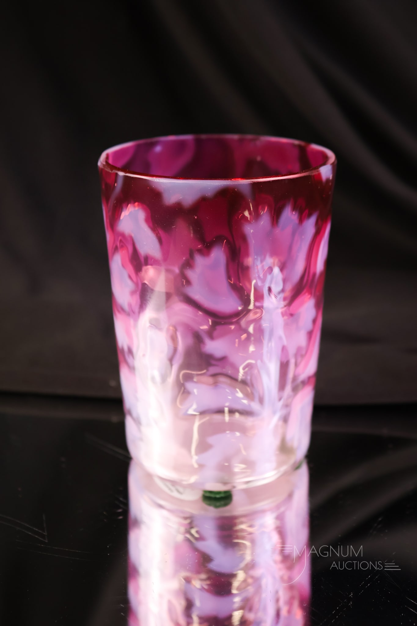 Rare Cranberry Opalescent Victorian Glass Tumbler (1 of 5)