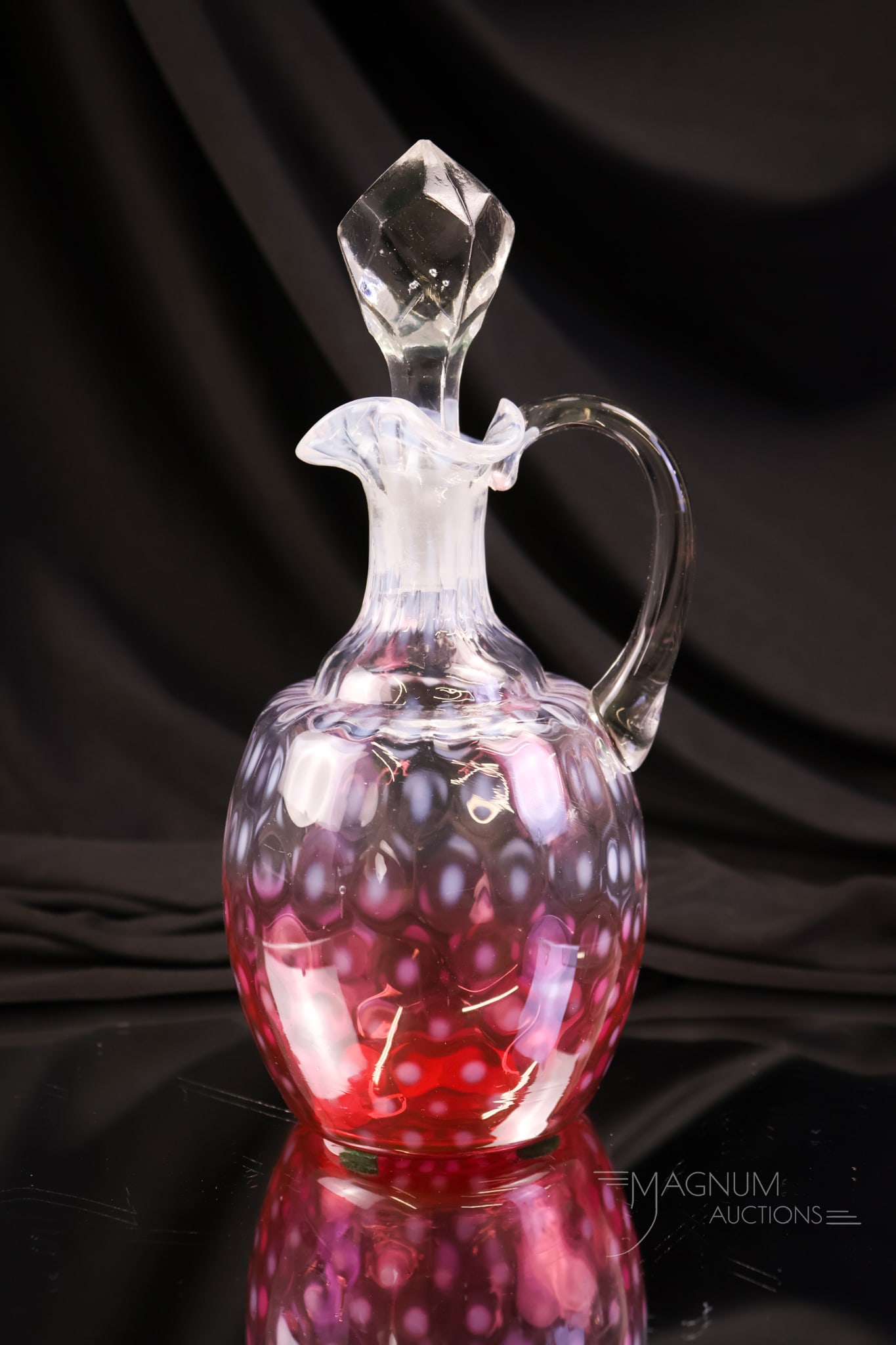 Phoenix Cranberry Rubina Opalescent Victgorian Glass Cruet (1 of 6)