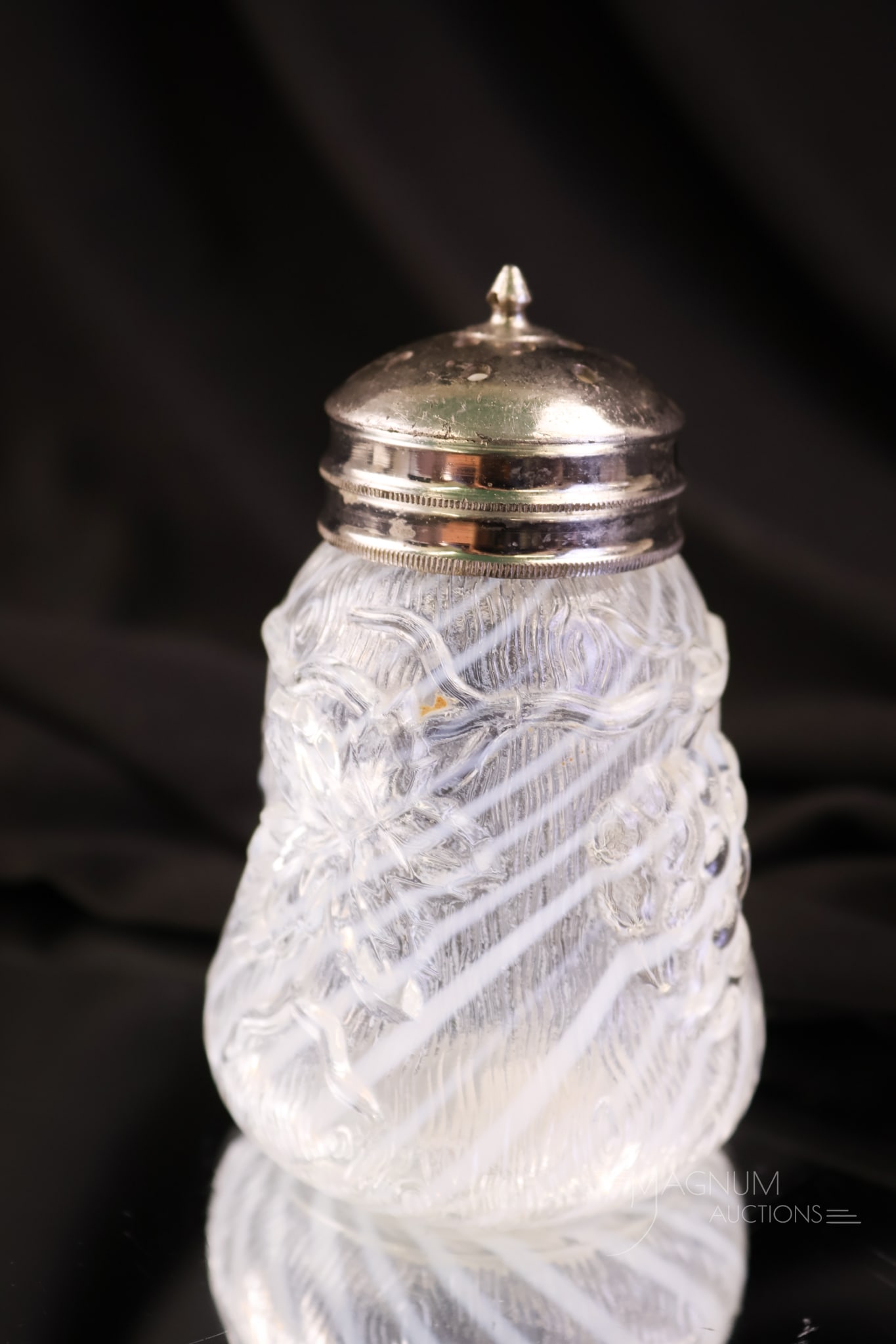Very Rare Northwood Grape & Leaf Opalescent Victorian Glass Salt Shaker (1 of 6)