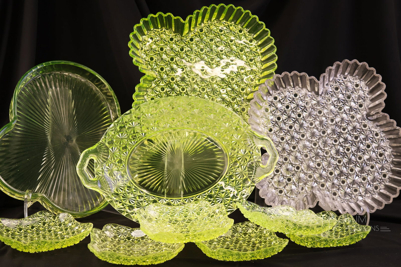 10 pc Lot EAPG Victorian Vaseline Uranium Glass & More (1 of 14)