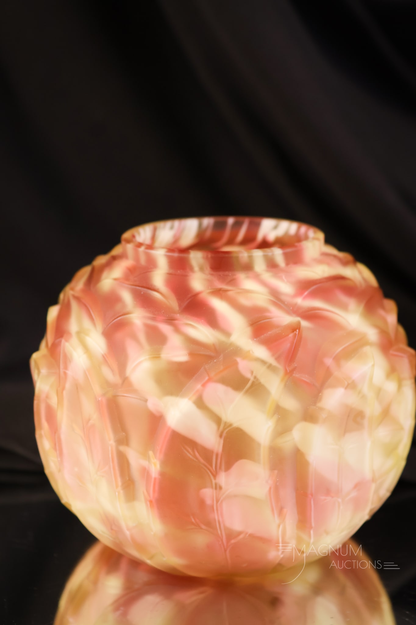 Northwood Leaf Mold Vaseline Cranberry Uranium Victorian Glass Rose Bowl (1 of 6)