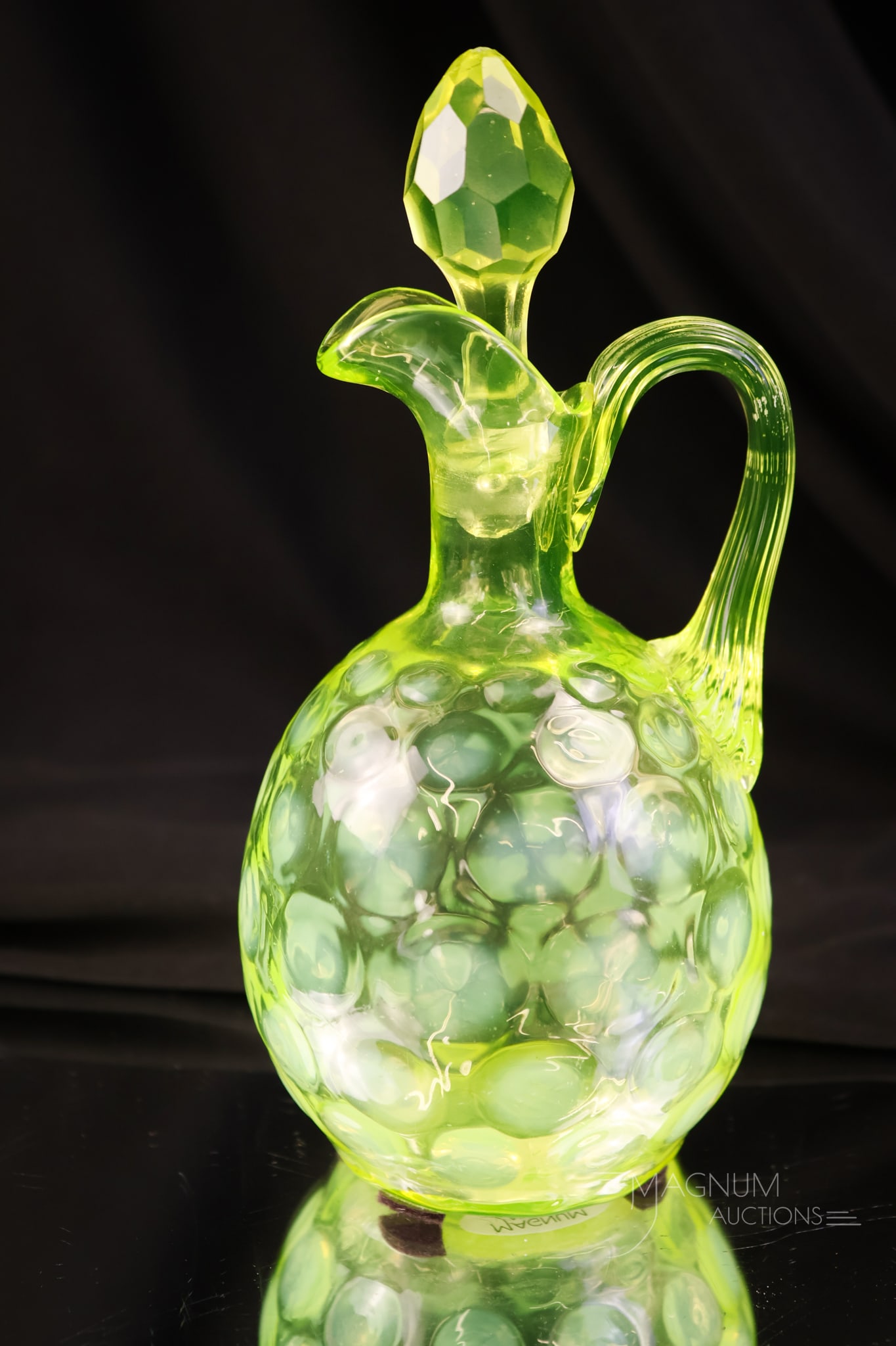 Hobbs Victorian Vaseline Opalescent Uranium Glass Cruet (1 of 8)