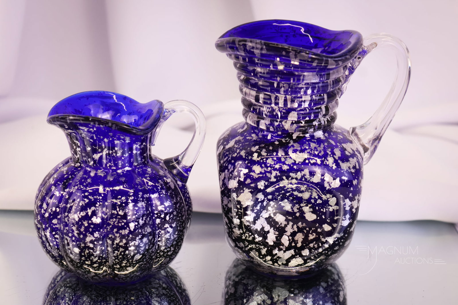 2 pc Lot Hobbs Cobalt Victorian Silver Cream Pitchers (1 of 7)