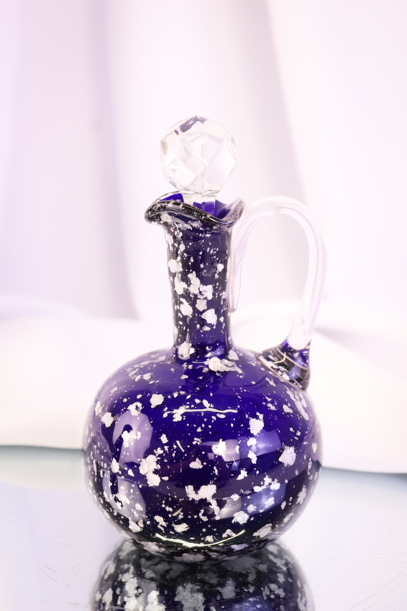 Hobbs Cobalt Silver Spangle Victorian Glass Cruet (1 of 6)