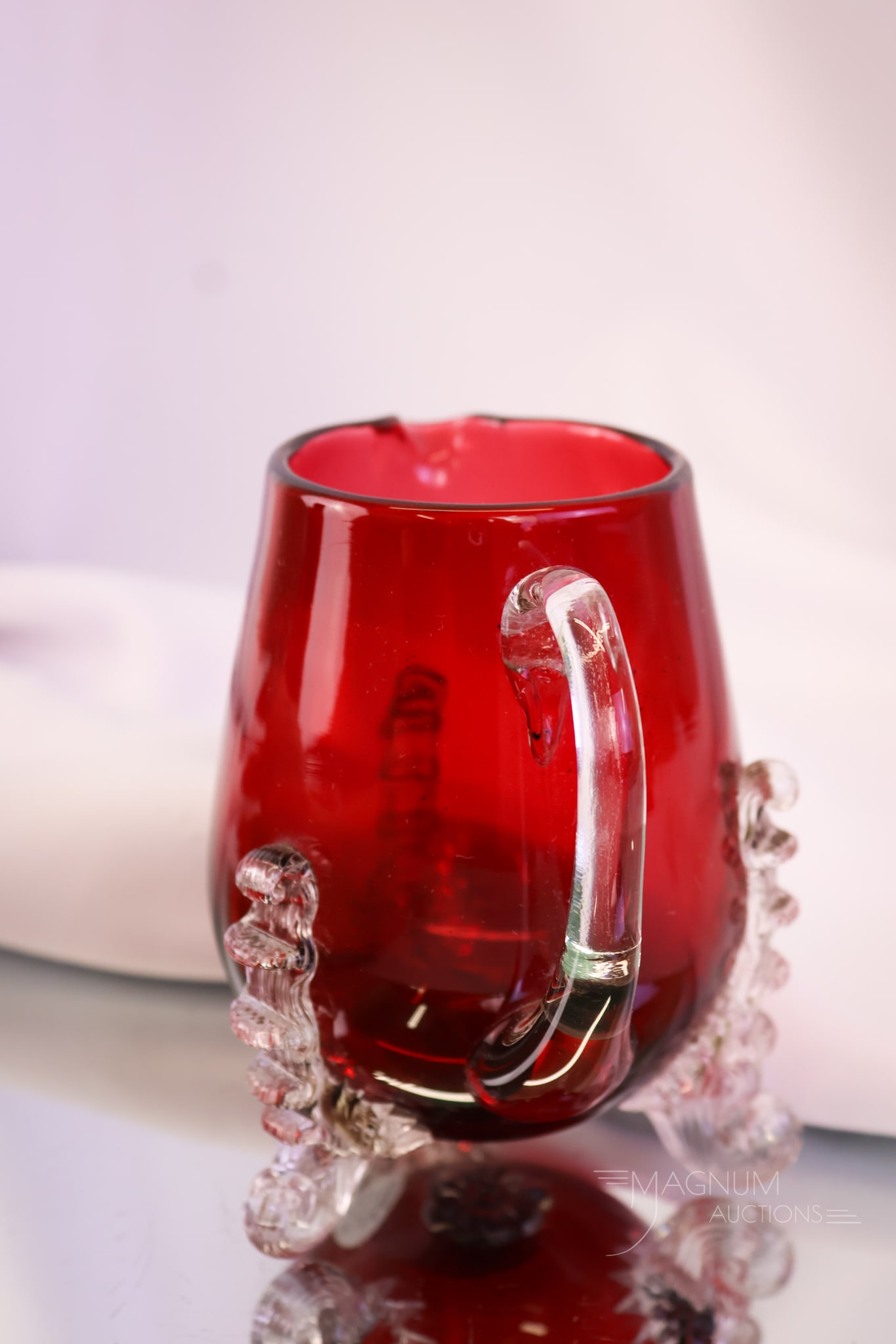 4 pc Hobbs Victorian Leighton Ruby Glass Table Set - 11