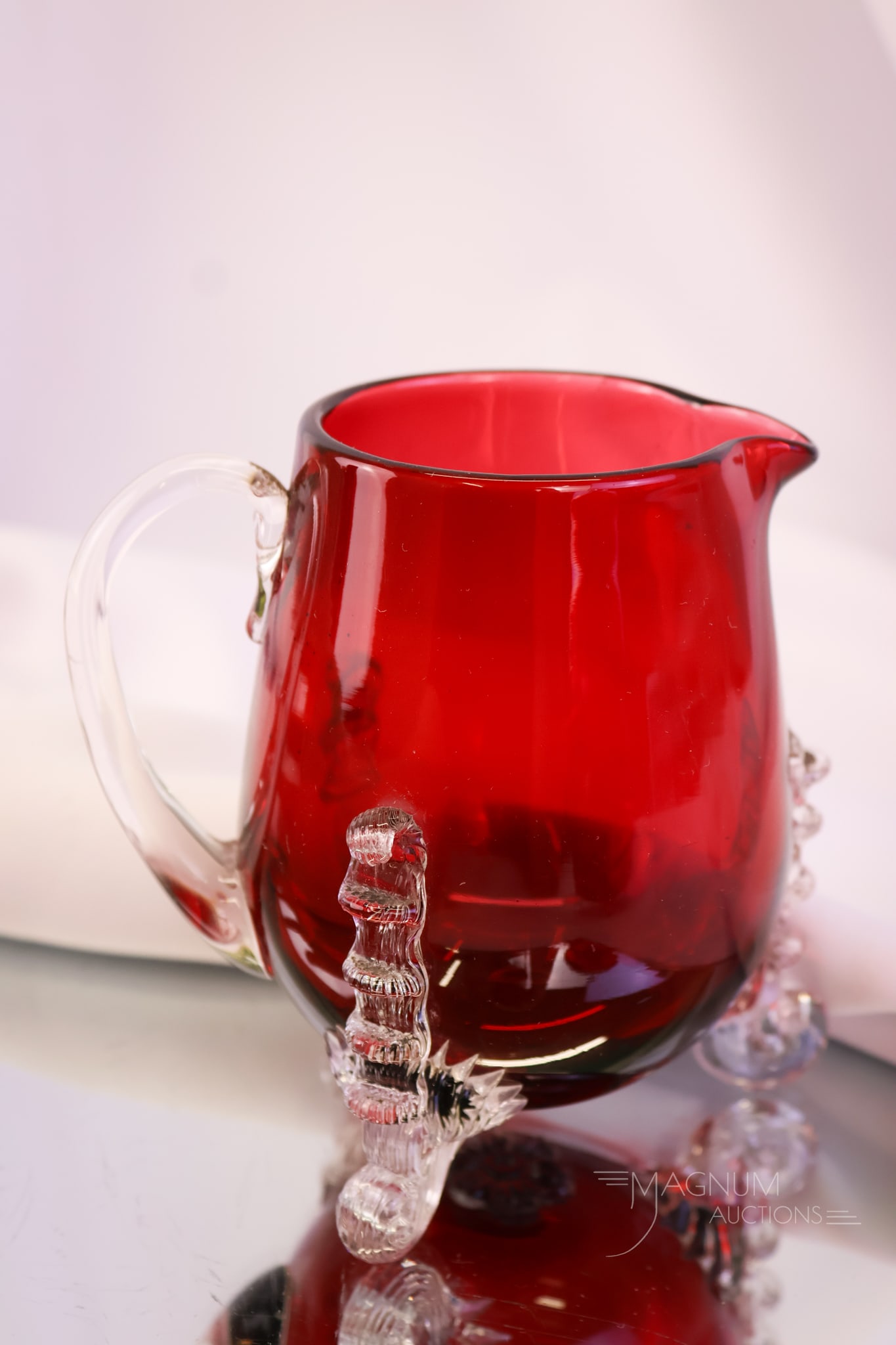 4 pc Hobbs Victorian Leighton Ruby Glass Table Set - 12