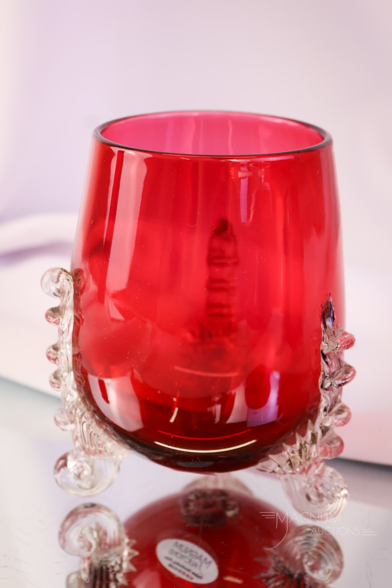 4 pc Hobbs Victorian Leighton Ruby Glass Table Set - 14