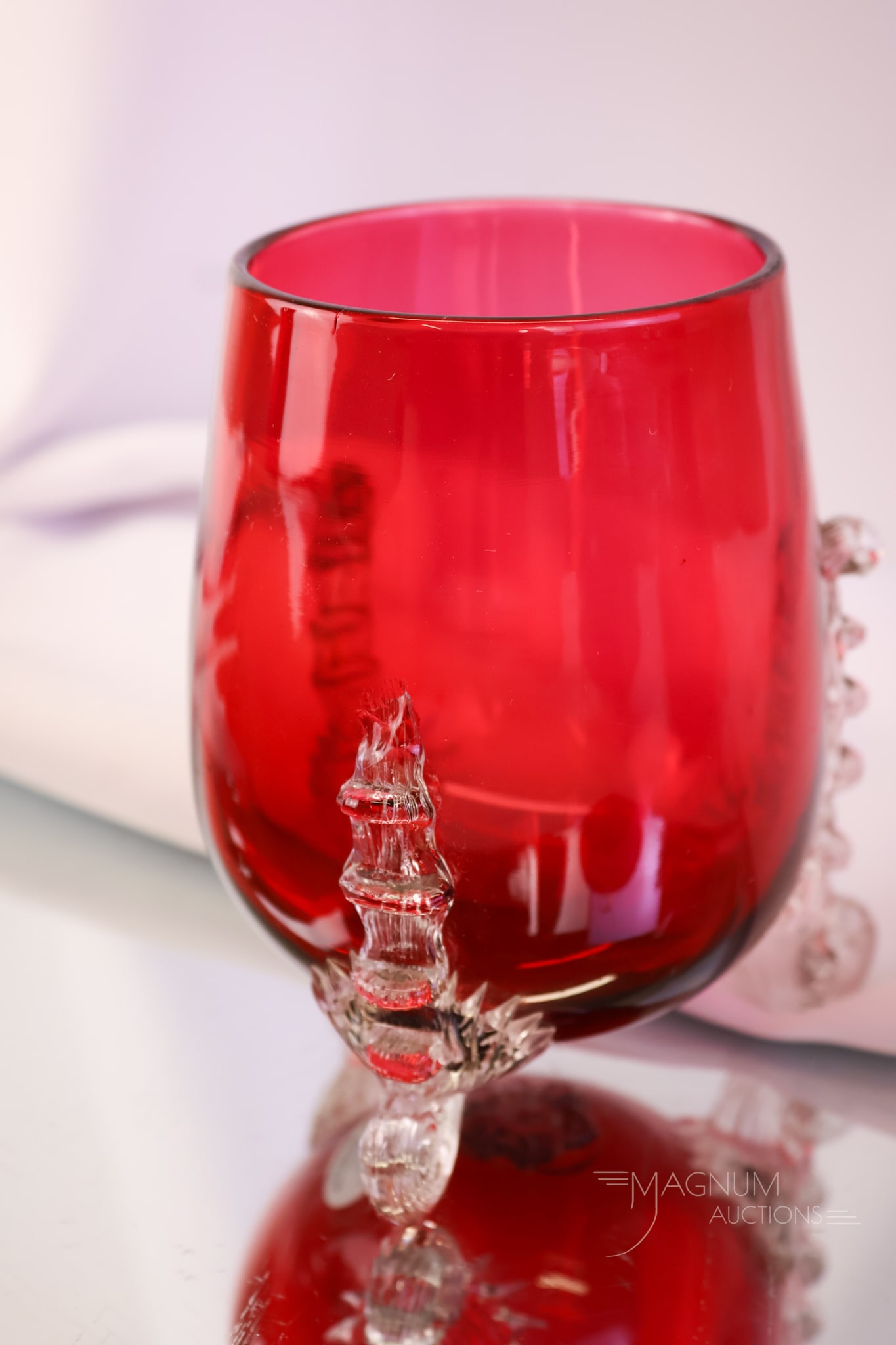 4 pc Hobbs Victorian Leighton Ruby Glass Table Set - 15