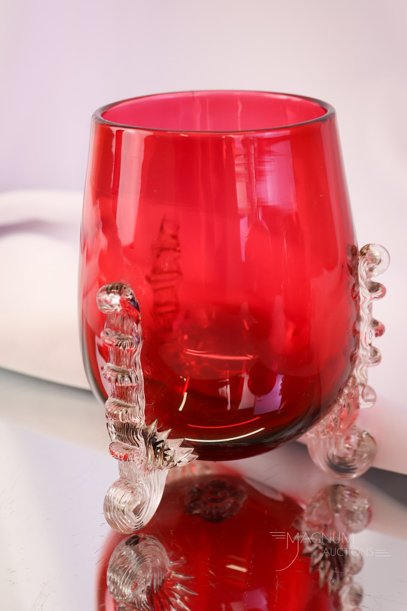 4 pc Hobbs Victorian Leighton Ruby Glass Table Set - 16