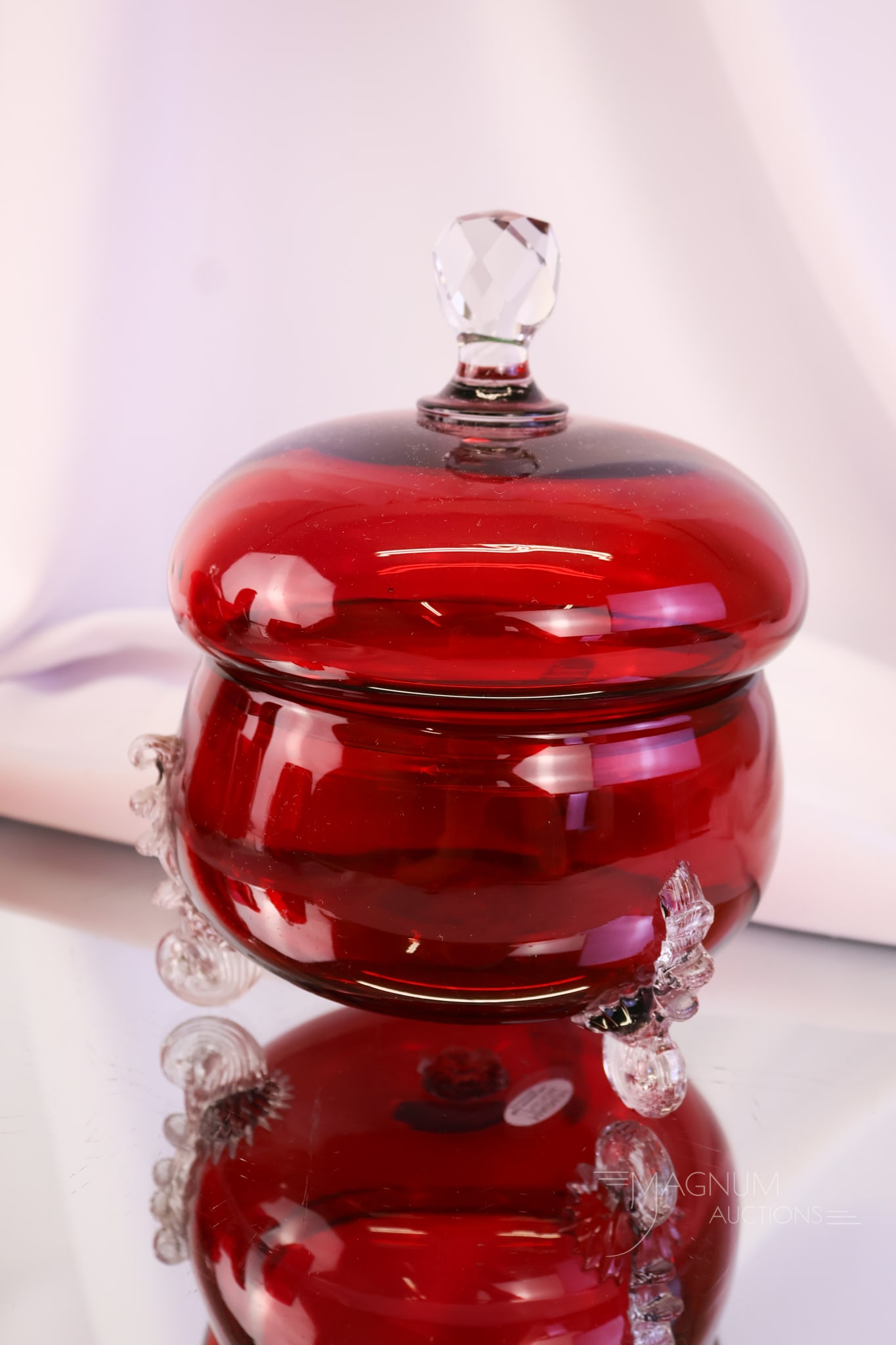 4 pc Hobbs Victorian Leighton Ruby Glass Table Set - 2