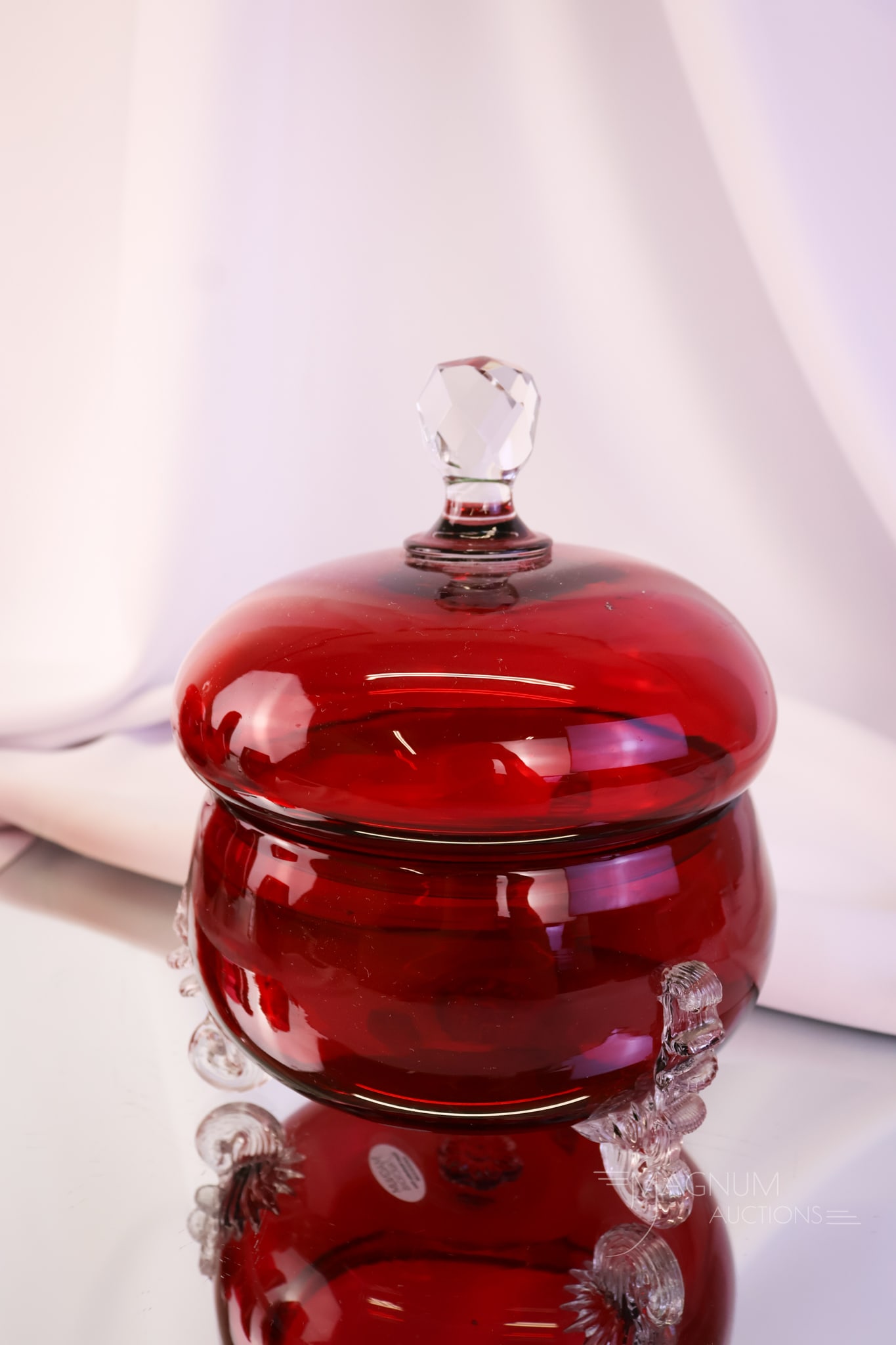 4 pc Hobbs Victorian Leighton Ruby Glass Table Set - 4
