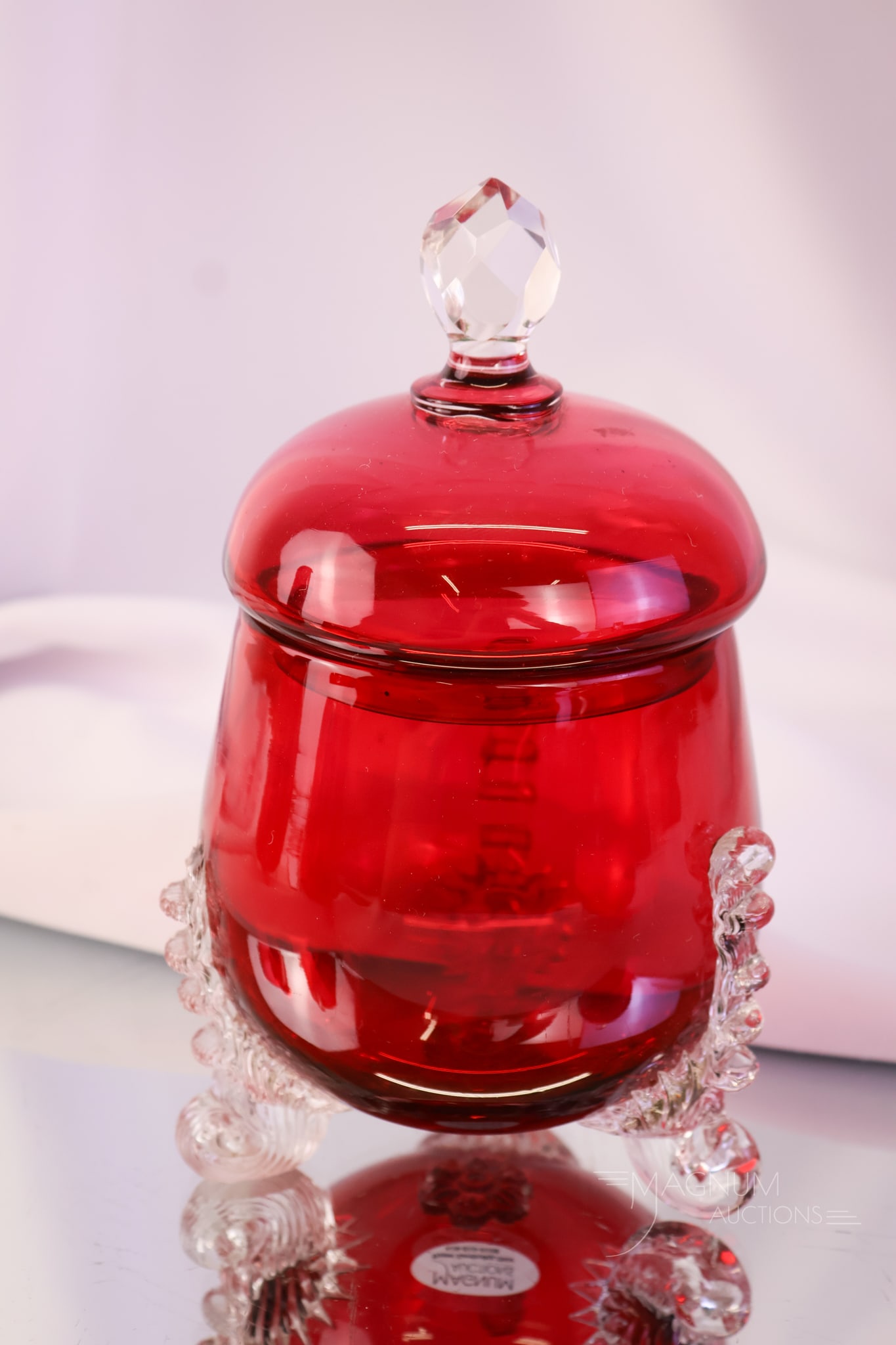 4 pc Hobbs Victorian Leighton Ruby Glass Table Set - 7