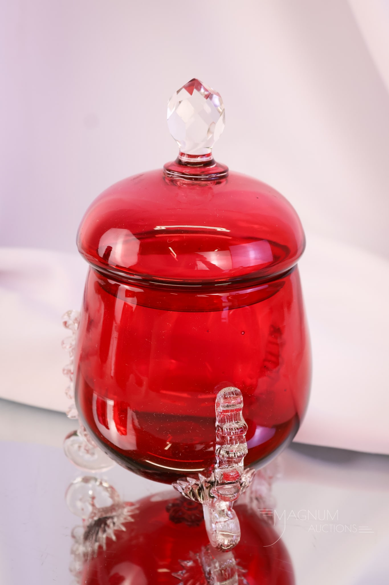 4 pc Hobbs Victorian Leighton Ruby Glass Table Set - 8